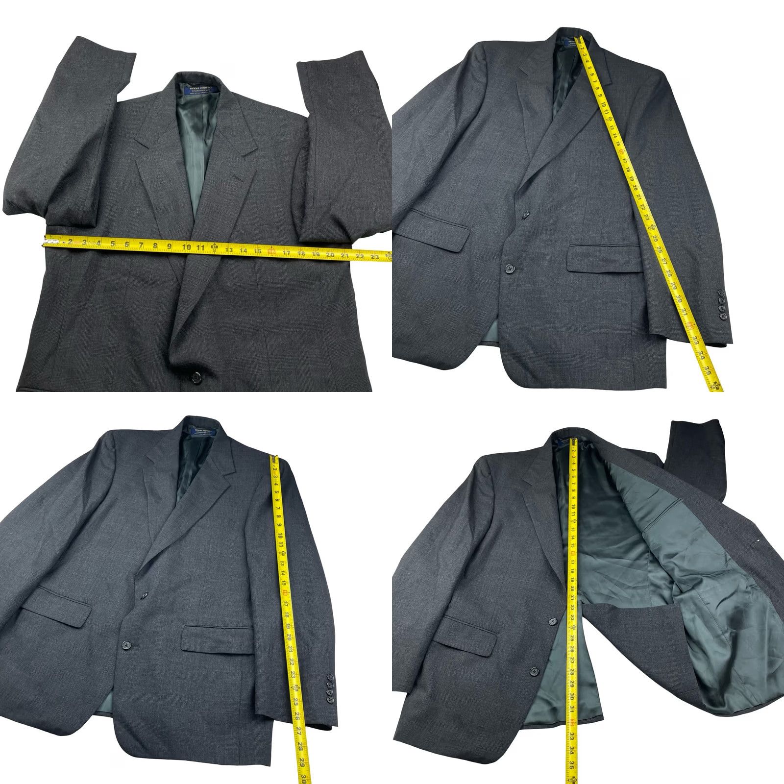 Brooks Brothers VINTAGE Brooks Brothers Blazer Gray Plaid Mens 44L 100% Wool Two-Button USA Size 44R - 8 Thumbnail