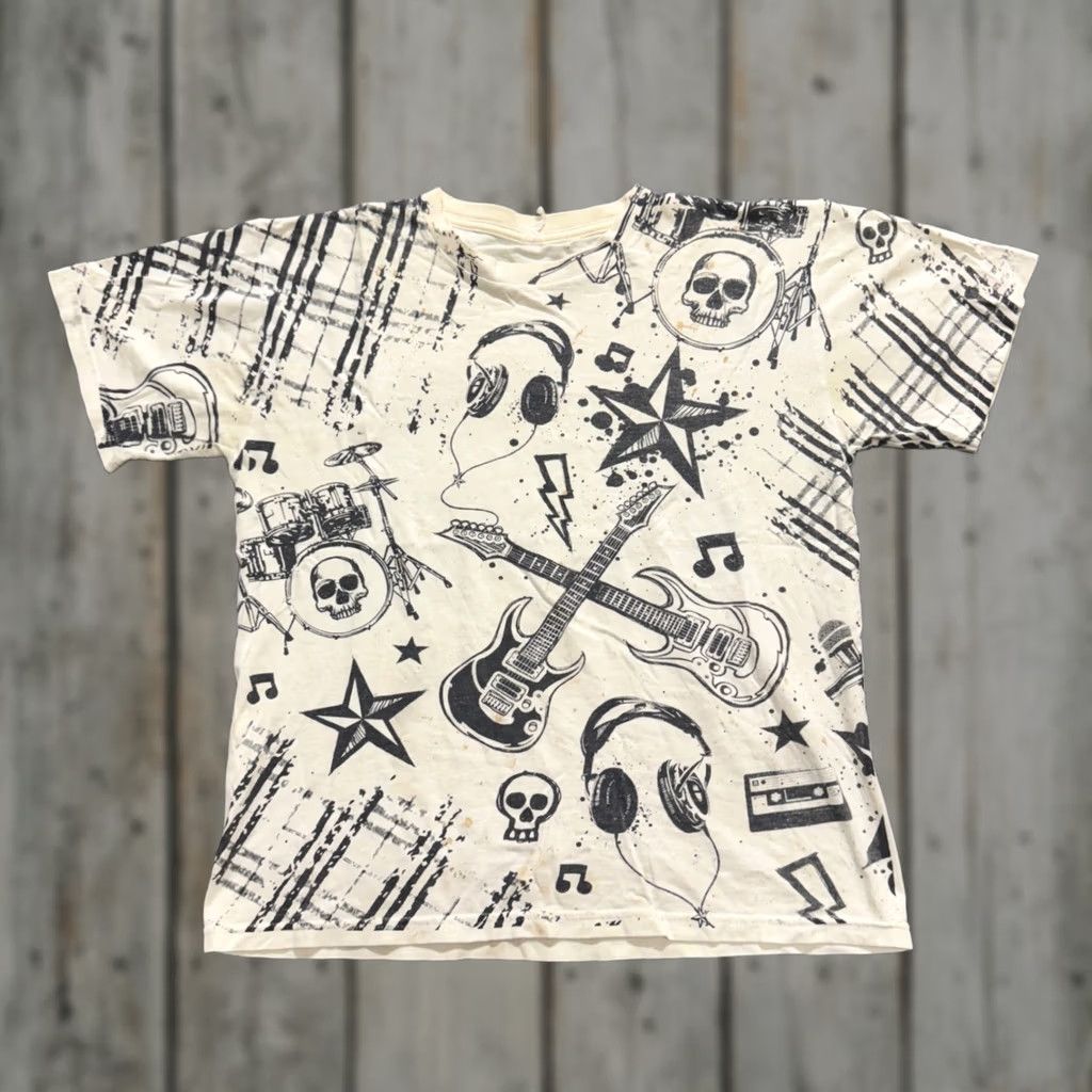 Thrasher VTG Y2K AOP Hip-hop t-shirt Men's S Stained White Thrashed Shirt Size US S / EU 44-46 / 1 - 1 Thumbnail