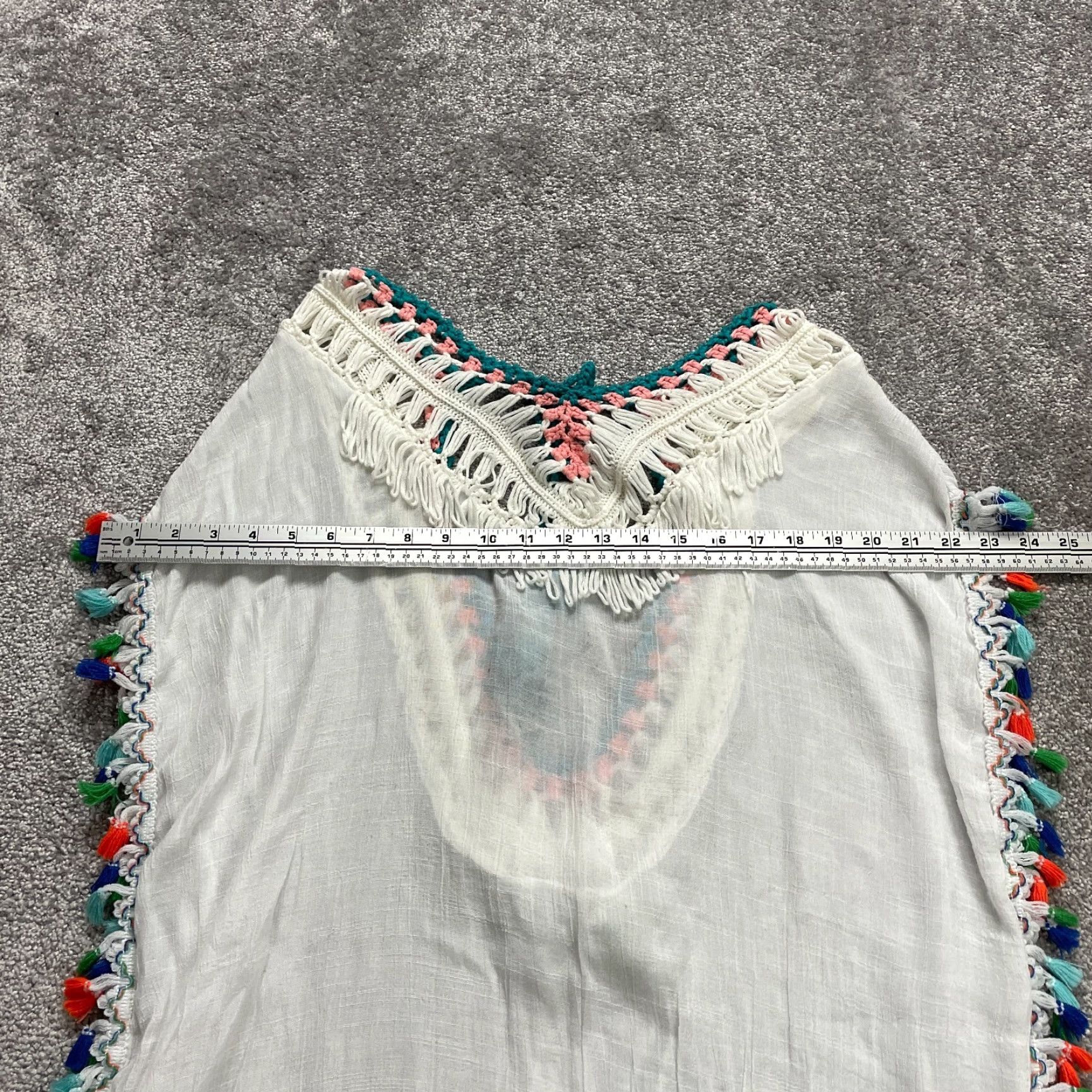 Vintage VINTAGE Exist Cover Up Shirt Womens One Size White Tasseled Peasant Tank Size ONE SIZE - 4 Thumbnail