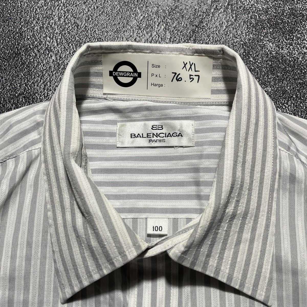 Balenciaga BALENCIAGA STRIPED SHIRTS POCKET BB EMBROIDERED Size US XL / EU 56 / 4 - 4 Thumbnail