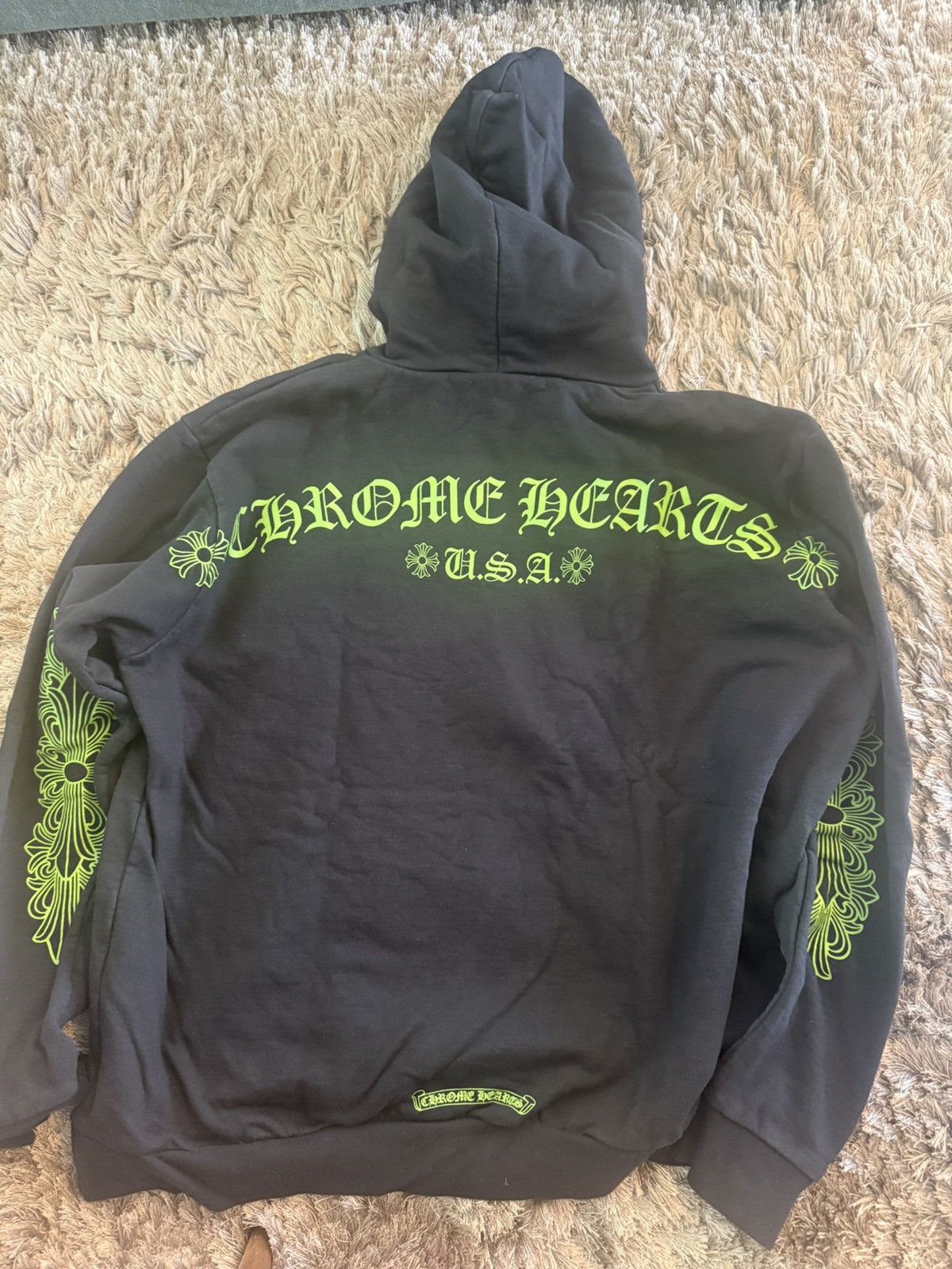 Chrome Hearts Chrome Hearts Neon Green Horseshoe Hoodie – Rare Piece Size US XL / EU 56 / 4 - 2 Thumbnail