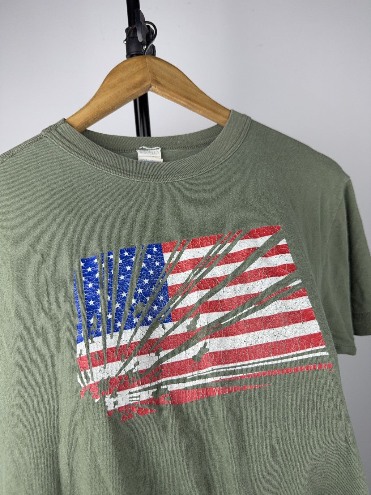 Vintage 00s USA Japan Rising Sun Flag Mashup Tee Distressed Graphic Size US M / EU 48-50 / 2 - 4 Thumbnail