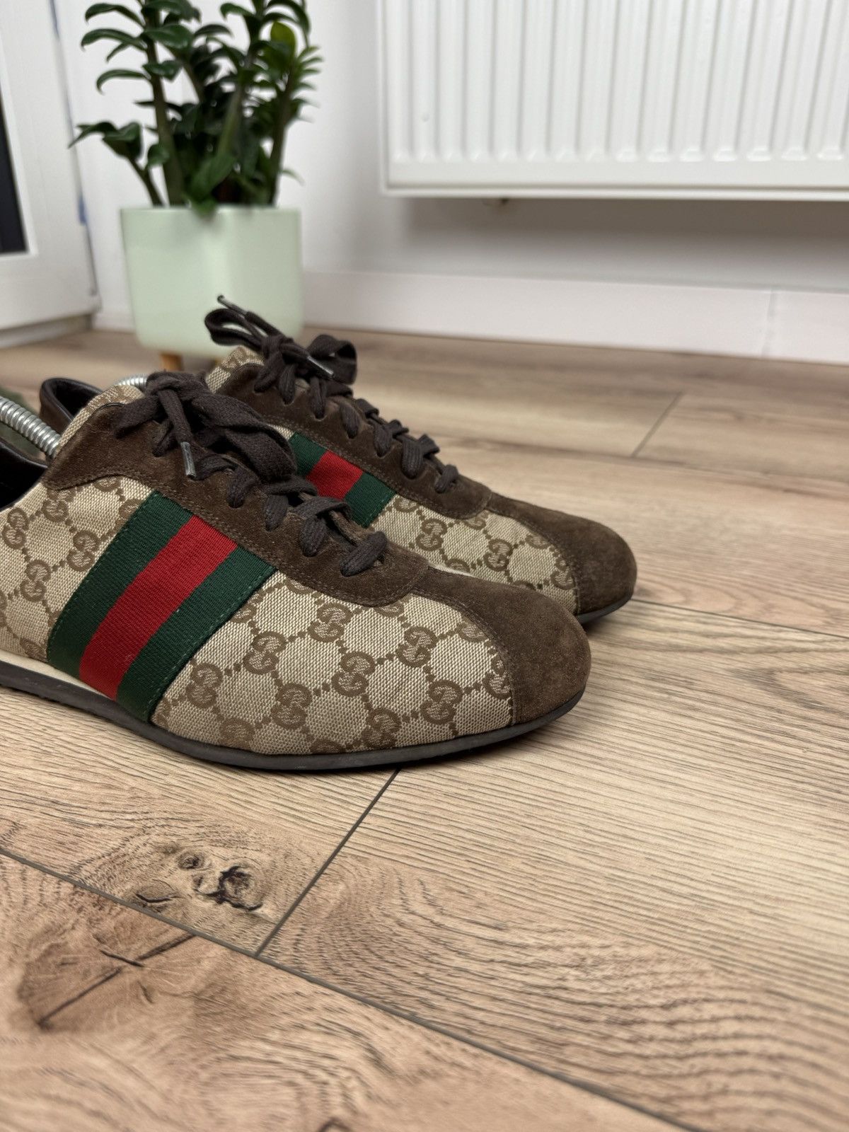 Gucci Gucci Shoes Monogram Logo GG Leather Canvas Sneakers Brown Size US 8 / EU 41 - 7 Thumbnail