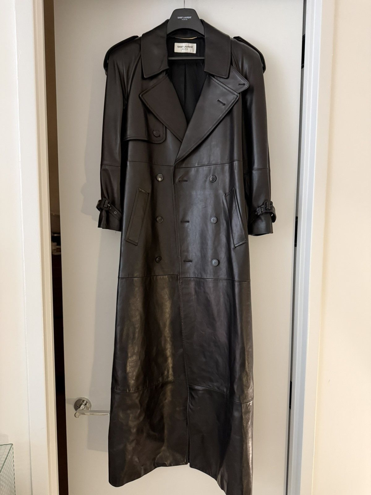 Saint Laurent Paris SAINT LAURENT SS23 FULL LENGHT LEATHER COAT Size S / US 4 / IT 40 - 1 Thumbnail