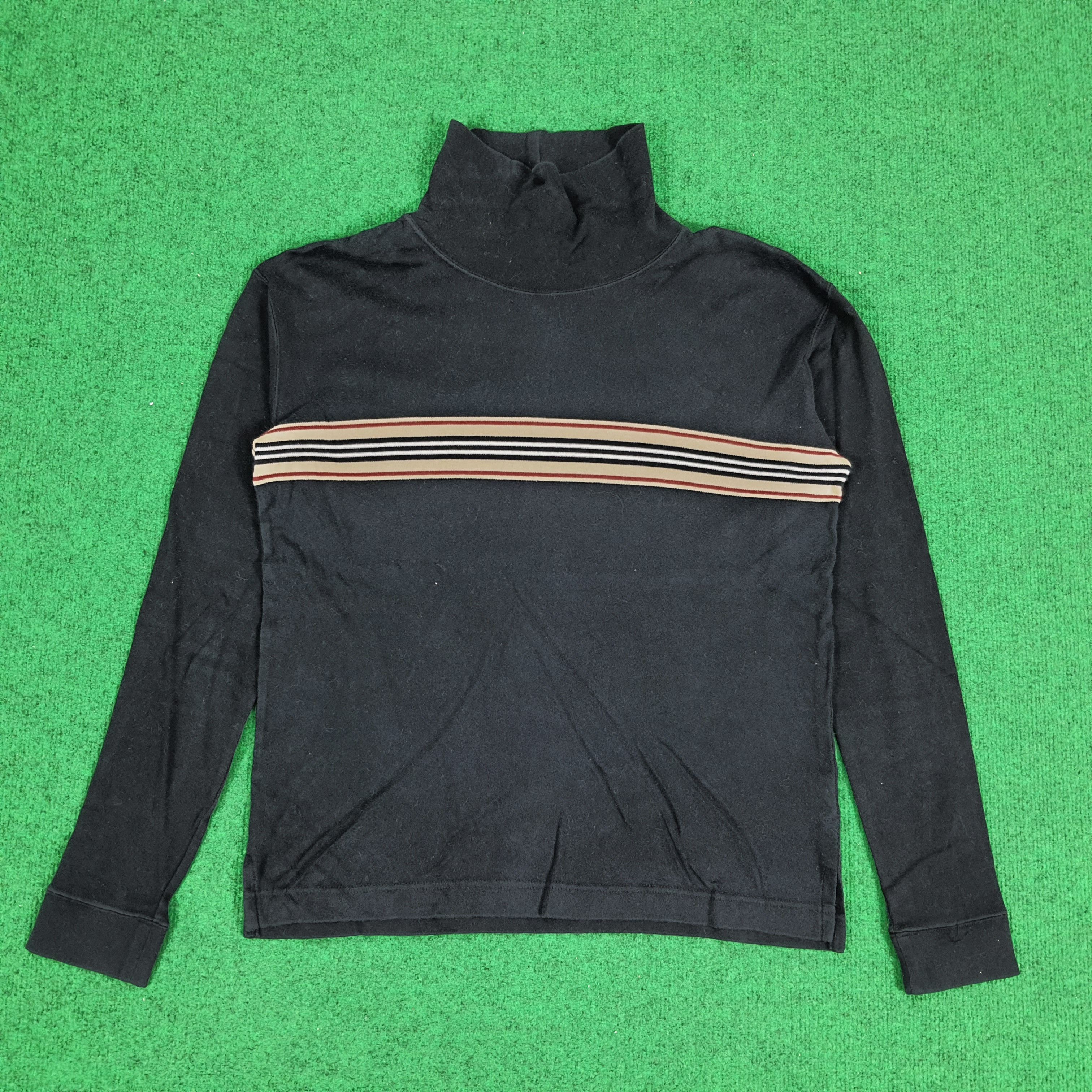 Burberry × Vintage Vintage Burberry Black Label Turtle Neck Stripe Tshirt Size M / US 6-8 / IT 42-44 - 1 Thumbnail