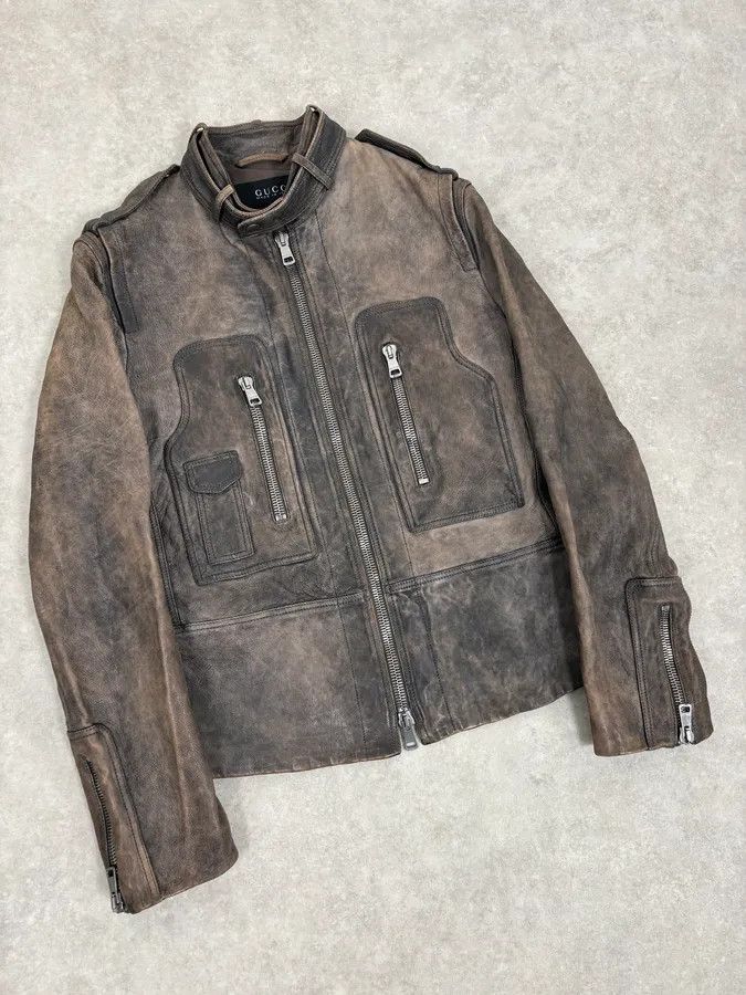 Gucci SS2011 Gucci Brown Eroded Leather Premium Jacket by Frida Giannini Size US M / EU 48-50 / 2 - 5 Thumbnail