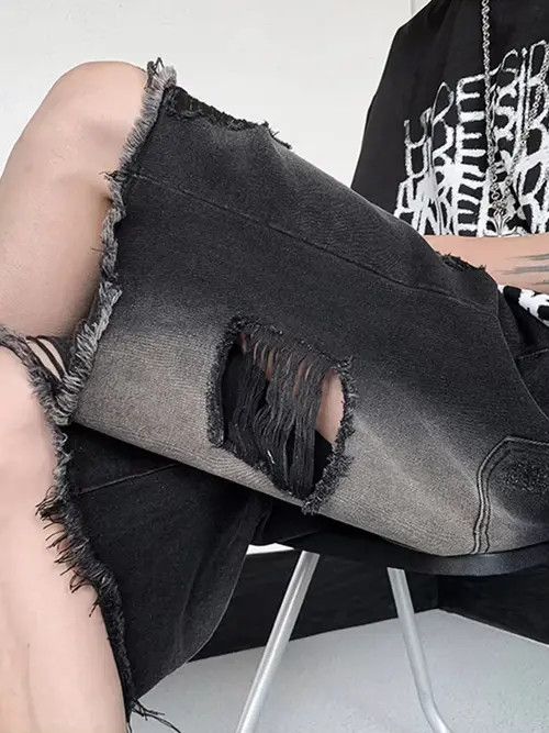 Japanese Brand Retro style loose high street ripped denim shorts Size US 28 / EU 44 - 6 Thumbnail