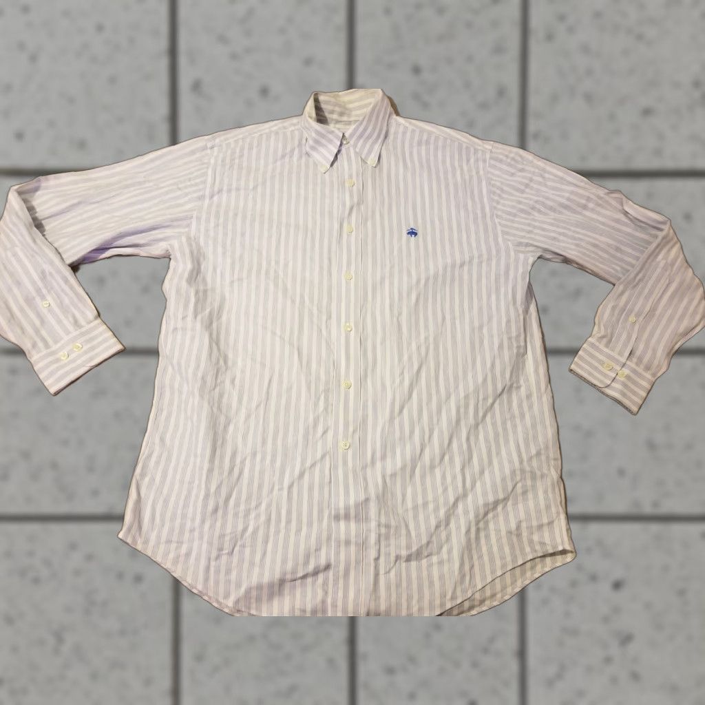 Brooks Brothers Brooks Brothers Dress Shirt Mens M Medium Blue White Button Cotton Size 40R - 1 Thumbnail