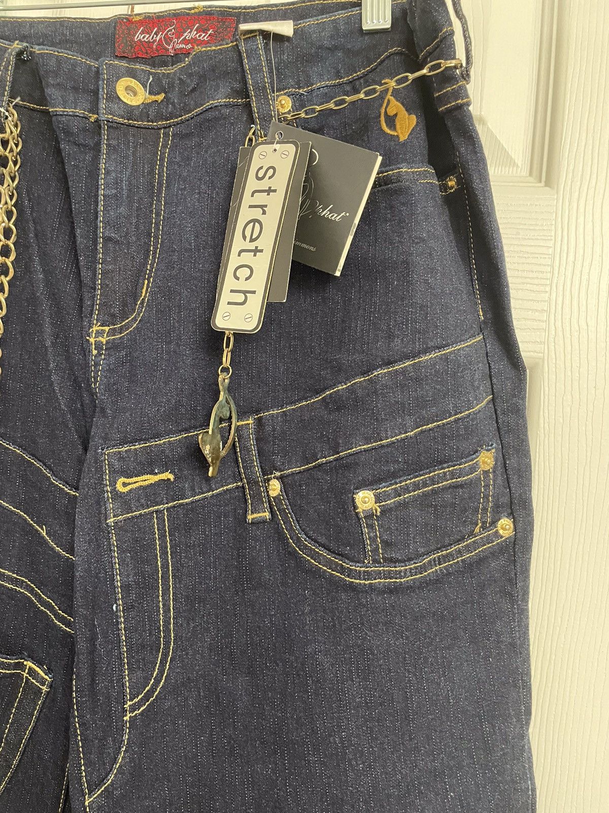 Vintage Baby Phat Dark Chain Jeans Size 15 Size 36" / US 14 / IT 50 - 2 Thumbnail