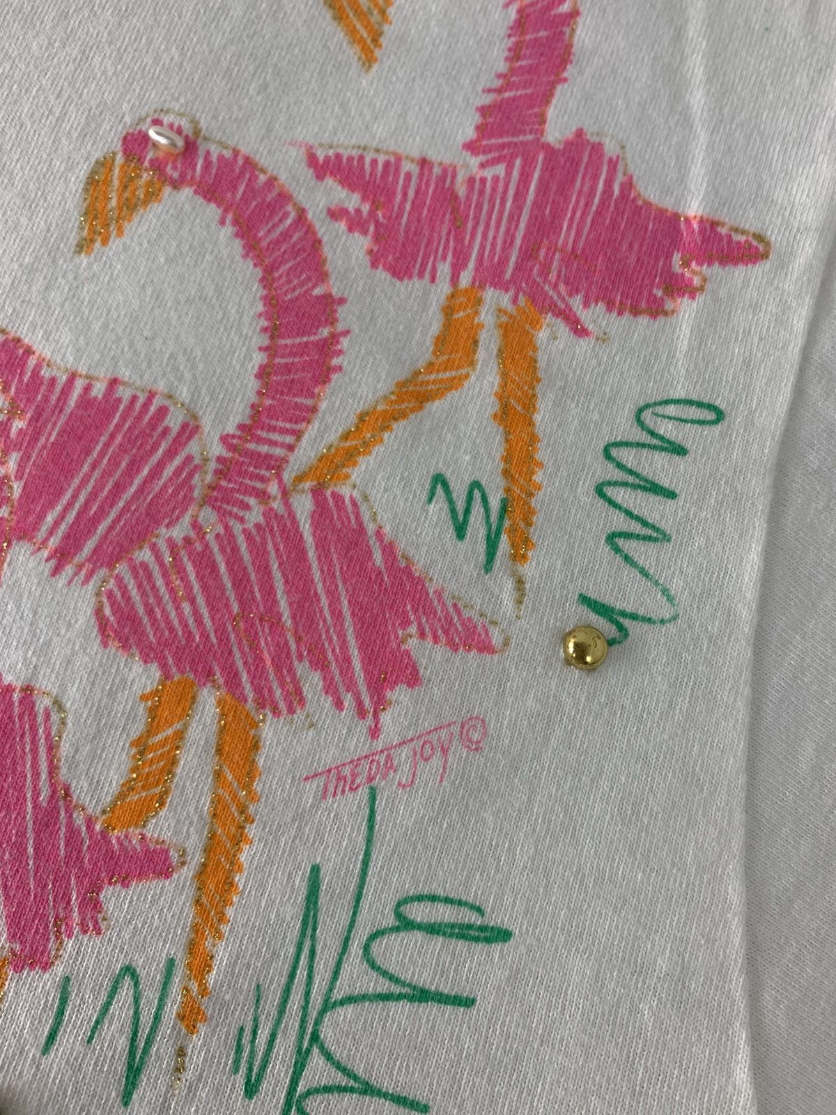 Tultex 90s Tultex Distinctive Flock Flamingo Graphic Screen Printed Size US XL / EU 56 / 4 - 5 Thumbnail