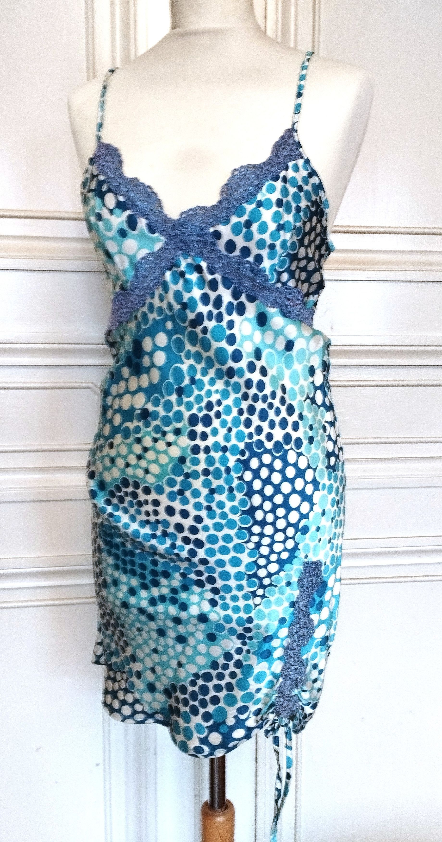 Designer Bel Air Robe Soie Esprit Lingerie T M in Blue, Women's (Size Medium)