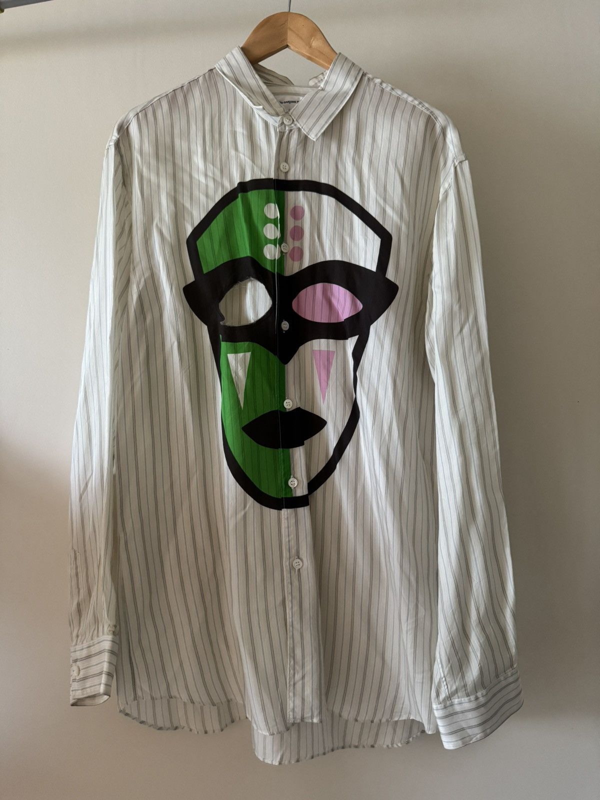 Comme des Garcons SHIRT Comme Des Garcons SHIRT striped cut out mask short Sz L Size US L / EU 52-54 / 3 - 1 Thumbnail