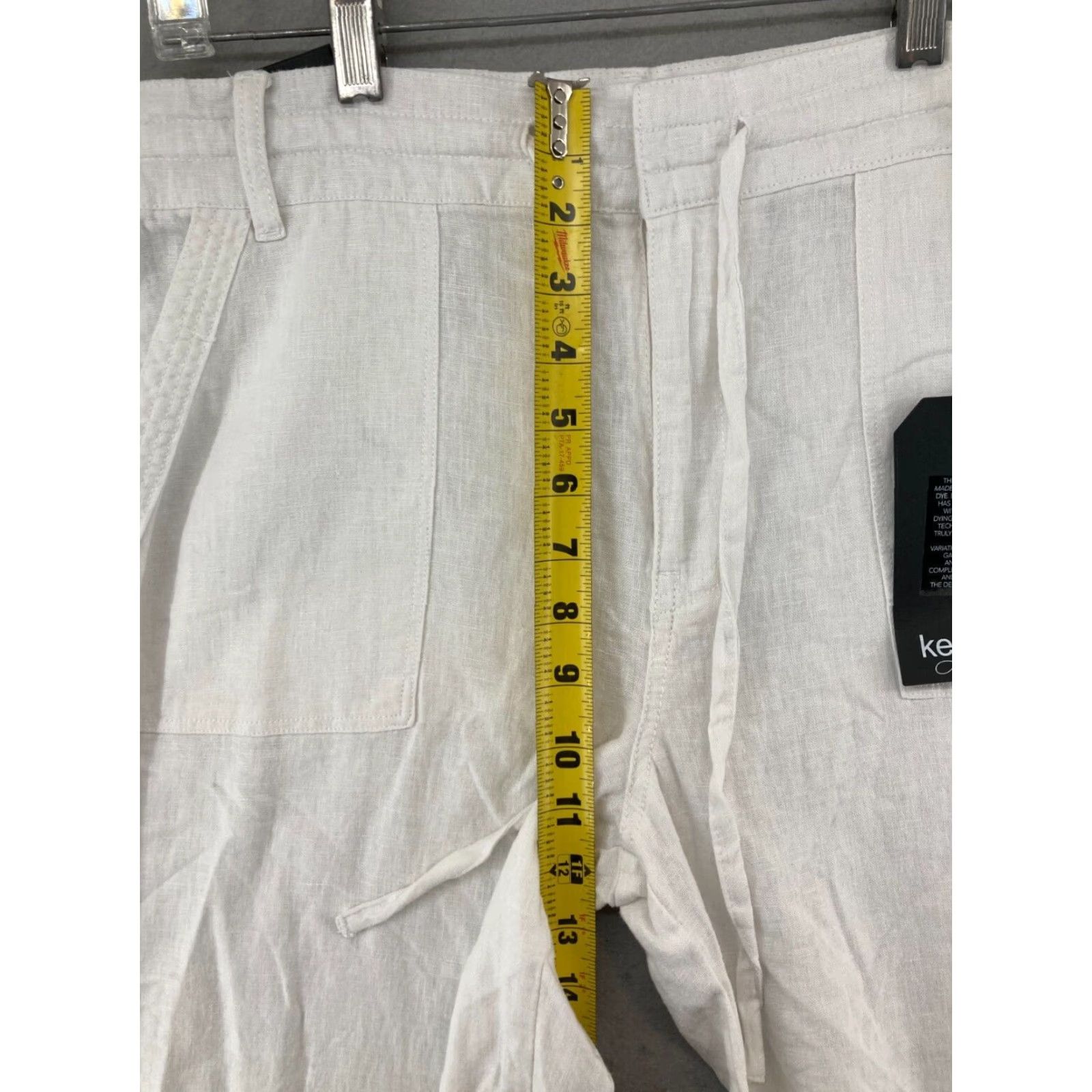 Vintage Kensie Girl White Linen Capri Pants Womens Size 10 Straight Leg Adjustable Waist Beach Style Size 32" / US 10 / IT 46 - 4 Thumbnail