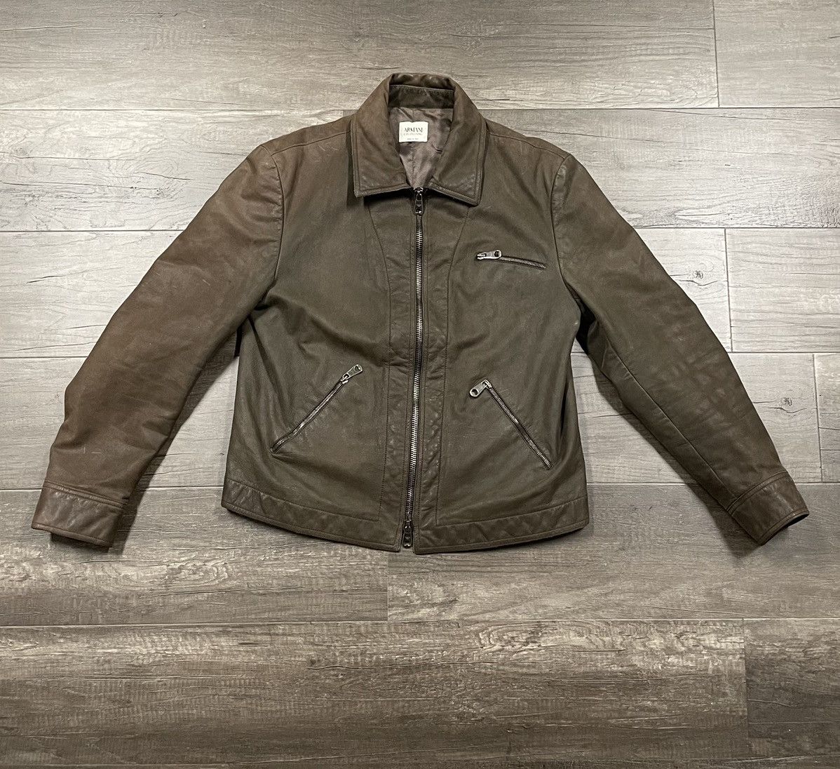 Armani Collezioni × Vintage RARE ARMANI CROPPED LEATHER JACKET Size US M / EU 48-50 / 2 - 1 Thumbnail
