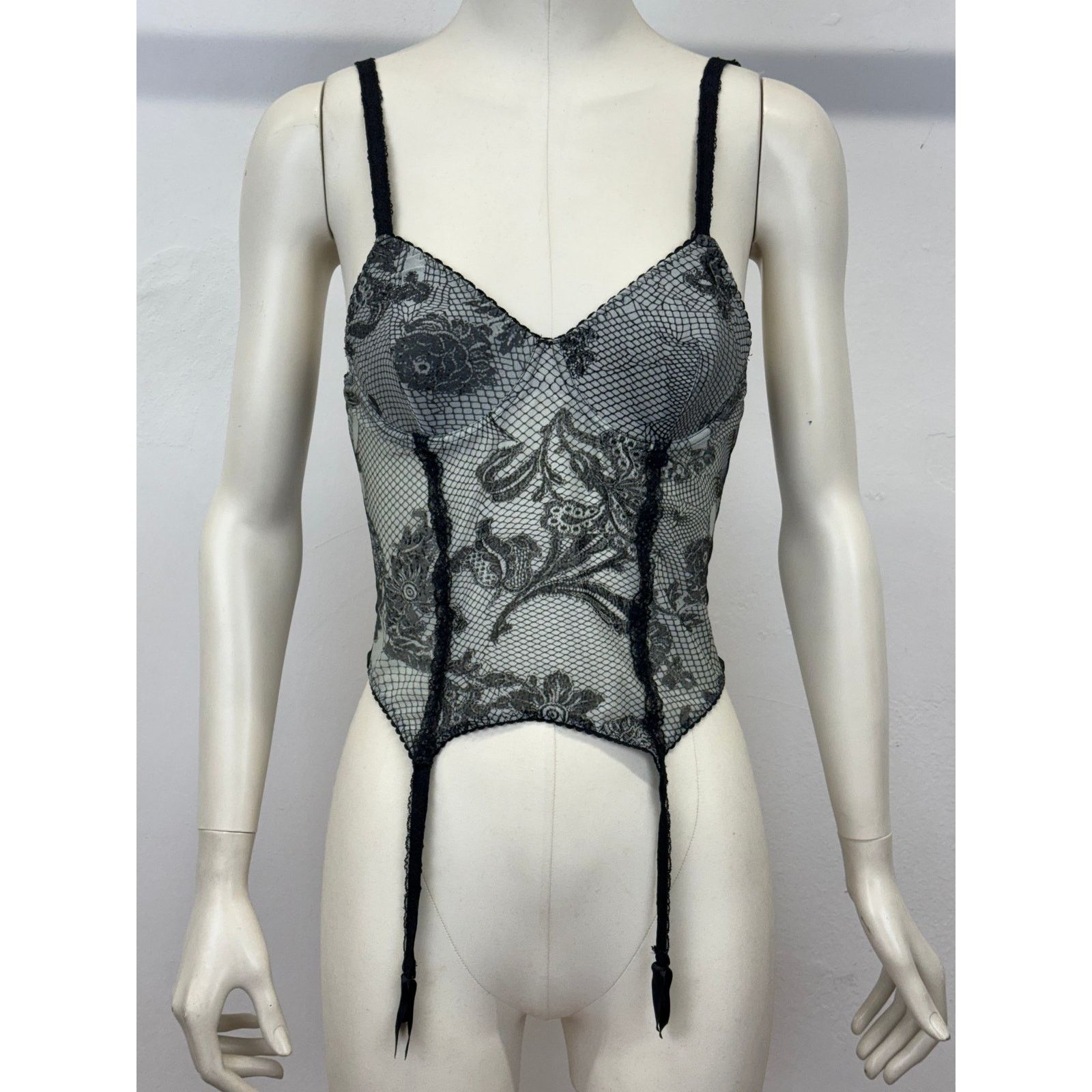 Roberto Cavalli A/W2003 Roberto Cavalli floral mesh corset bustier Size M / US 6-8 / IT 42-44 - 1 Thumbnail