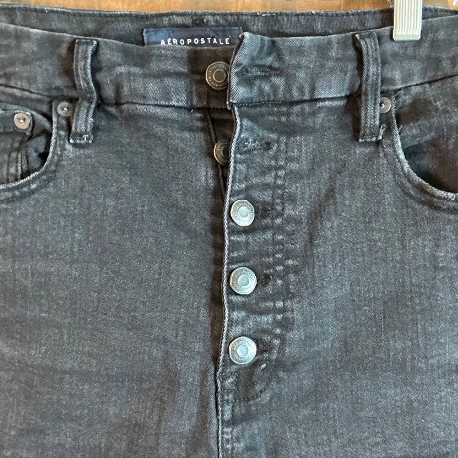 Aeropostale Aeropostale Jeans Womens Black High Rise Distressed Jegging Stretch 12R Size 24" / US 00 / IT 34 - 4 Thumbnail