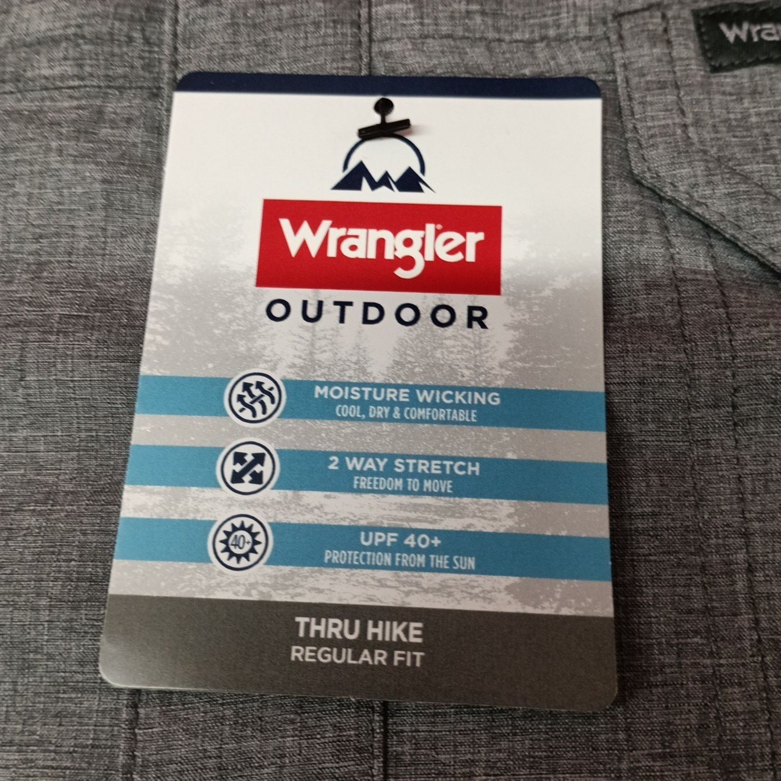 Wrangler Wrangler Men's XL Gray Thru Hike Shirt Vented Roll Tab UPF Size US XL / EU 56 / 4 - 4 Thumbnail