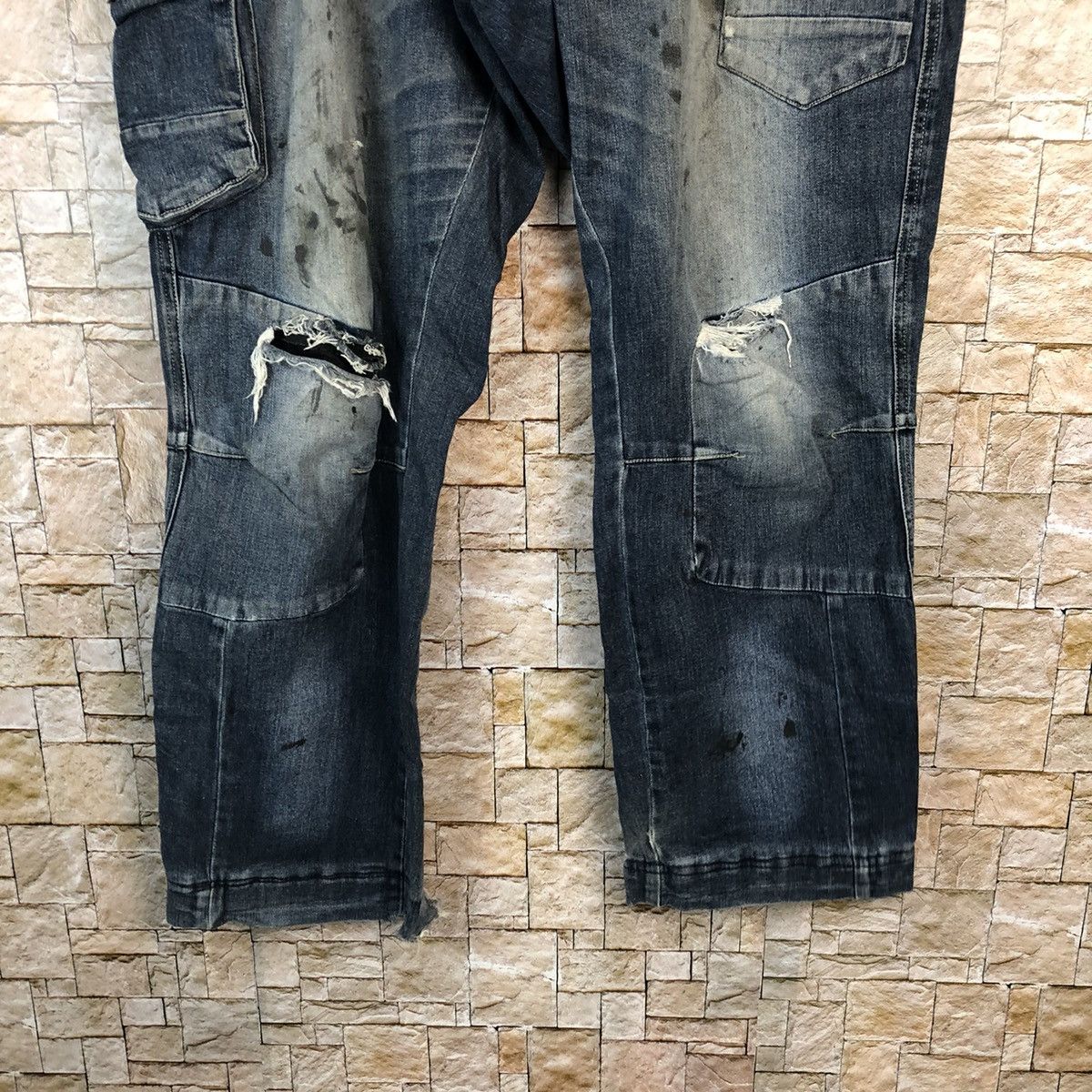 Japanese Brand Japanese Brand Blue Cargo Distressed Denim Pants #A1001 Size US 37 - 6 Thumbnail