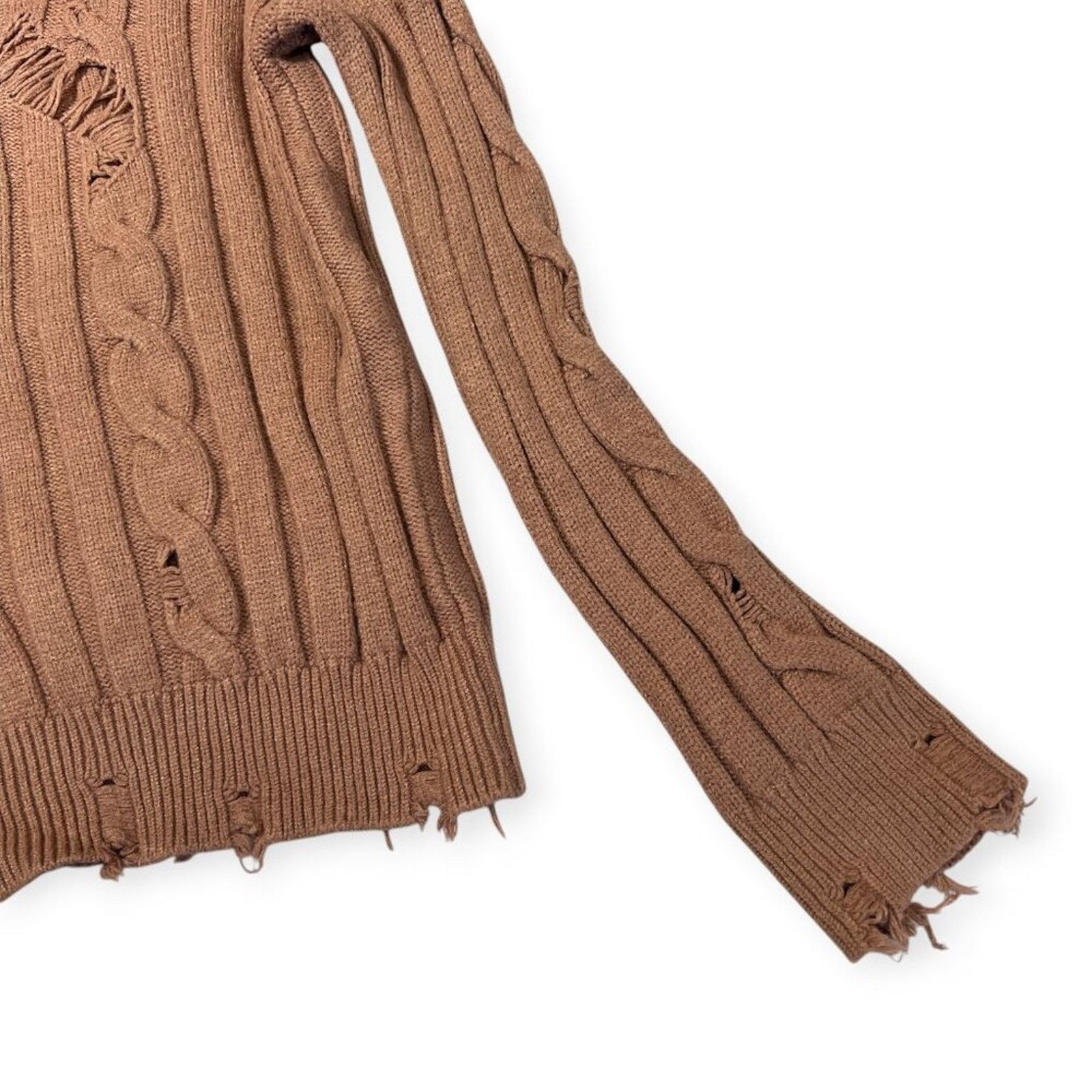 Pinko Pinko Dai Dai Distressed Ribbed Knit Sweater Brown Size S Size S / US 4 / IT 40 - 7 Thumbnail