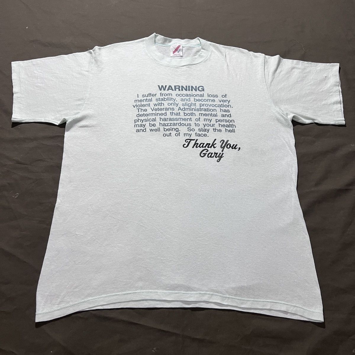 Vintage Vintage 90s WARNING violent quote Tee Size US L / EU 52-54 / 3 - 2 Thumbnail
