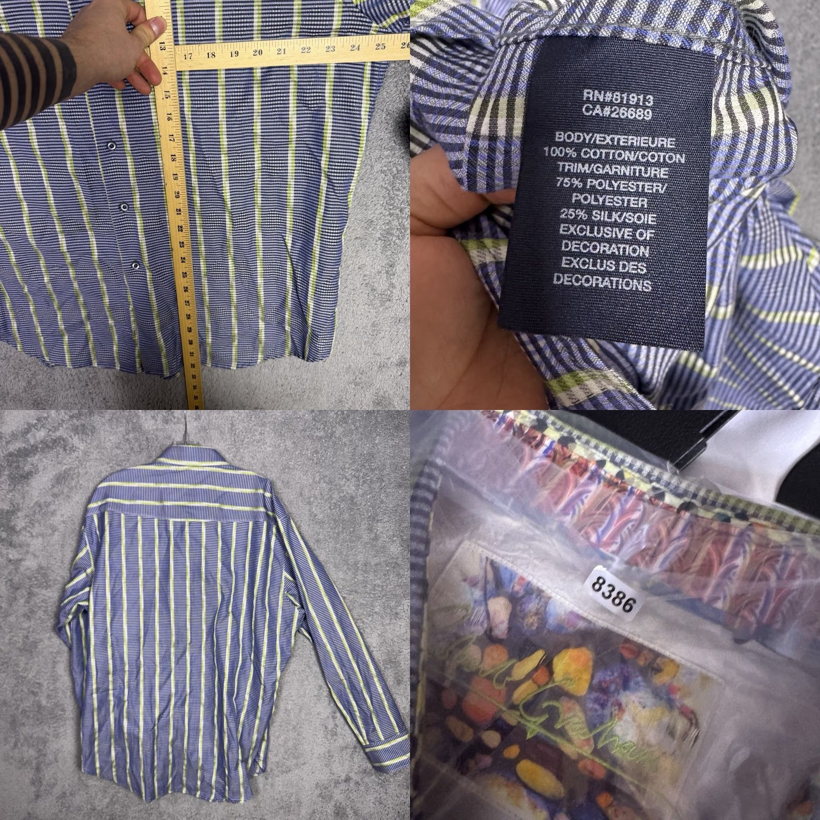 Robert Graham Robert Graham Shirt Mens 2XL Geometric Striped All Over Print Silk Button-Up Size US XXL / EU 58 / 5 - 8 Thumbnail