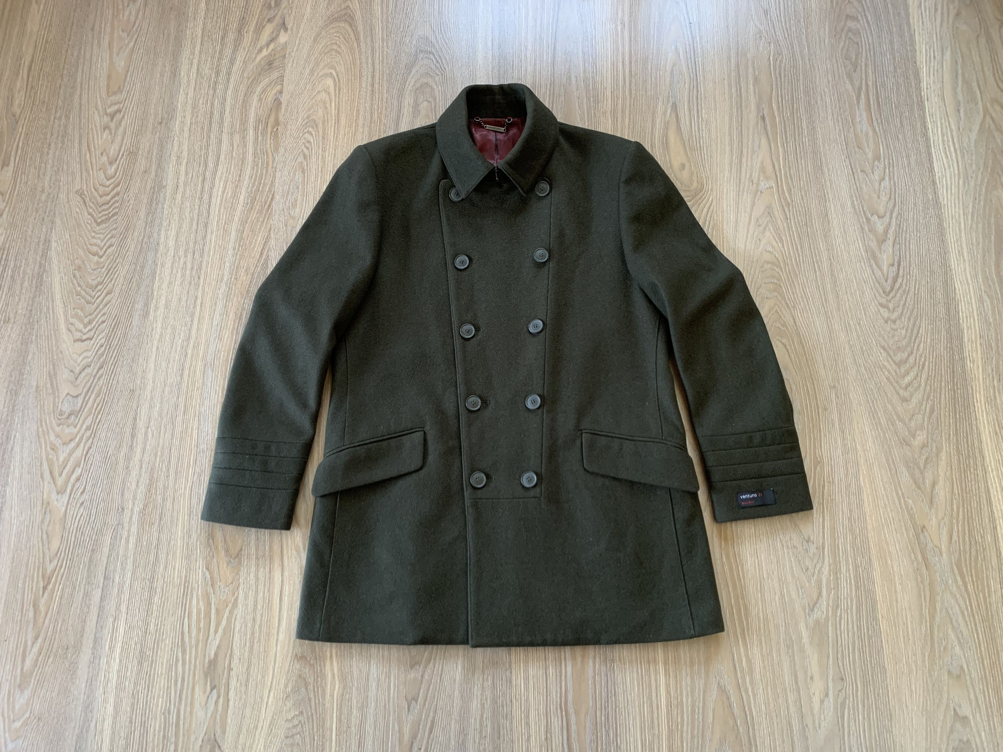 Designer × Vintage Ventuno 21 Mens Khaki Wool Coat Size US L / EU 52-54 / 3 - 1 Thumbnail