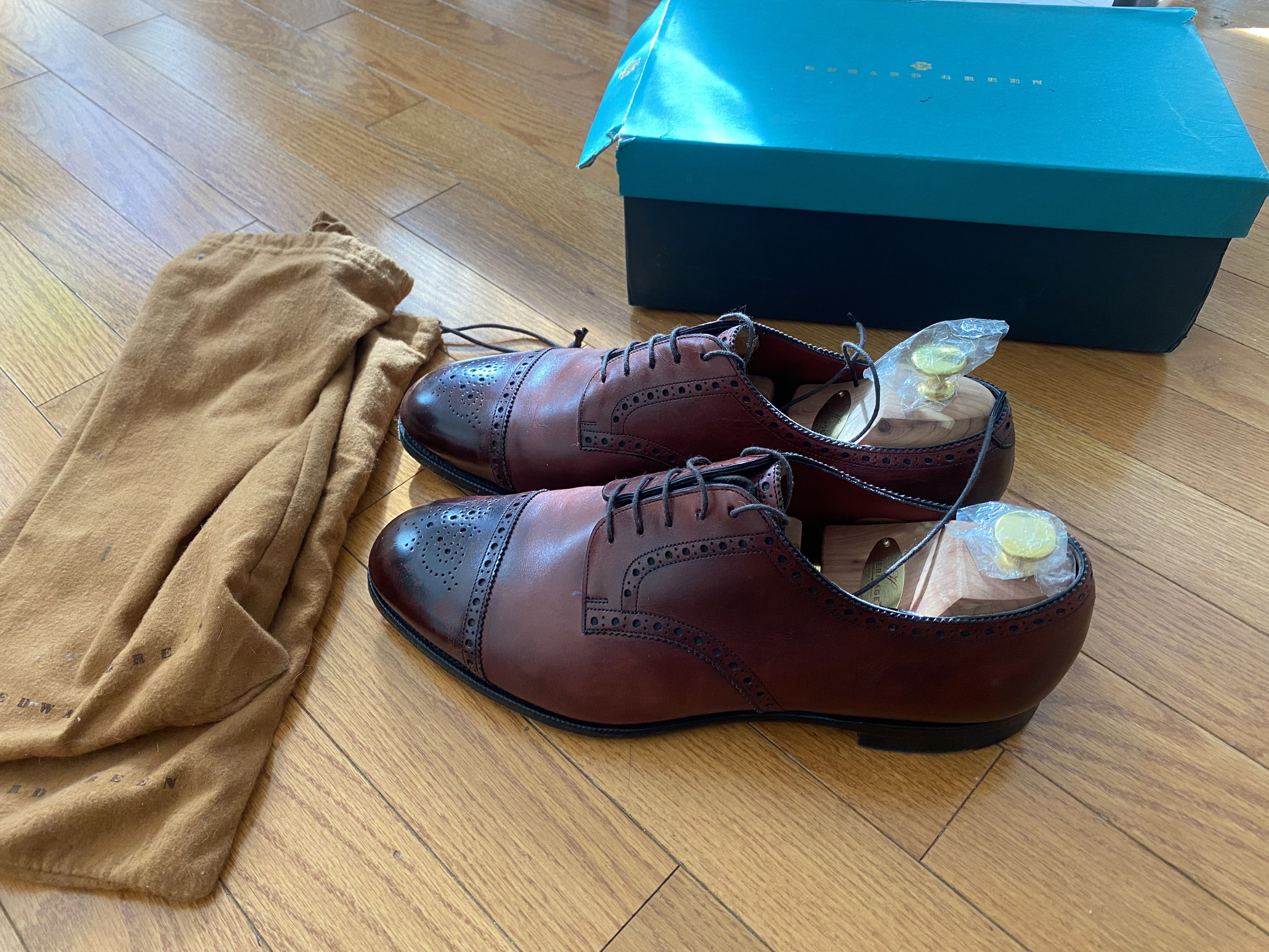 Edward Green Chelsea Burnt Pine Antiqued Leather Derby 202  display picture 3
