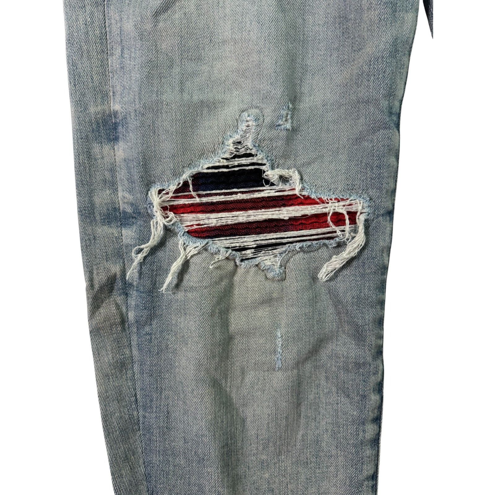 Amiri Amiri MX1 Light Wash, Blue & Red Patch Jeans Size US 36 / EU 52 - 4 Thumbnail
