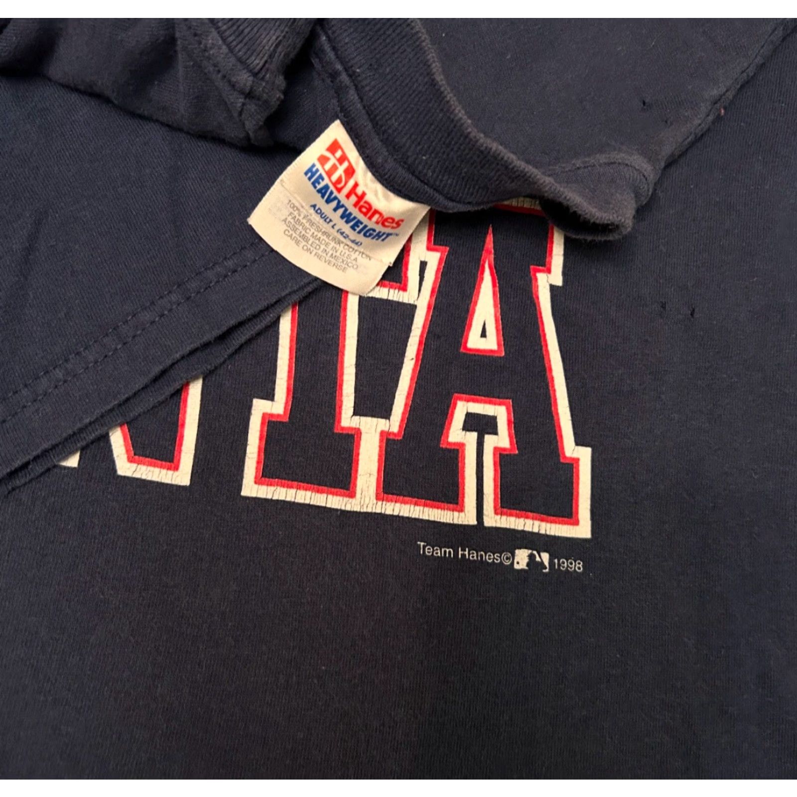 Spell VINTAGE 90s Atlanta Braves Spell Out Logo MLB VTG Shirt Mens Large Blue 1998 90s Sports USA Hip Hop Logo Short Sleeve T-Shirt Mens Size US L / EU 52-54 / 3 - 2 Thumbnail