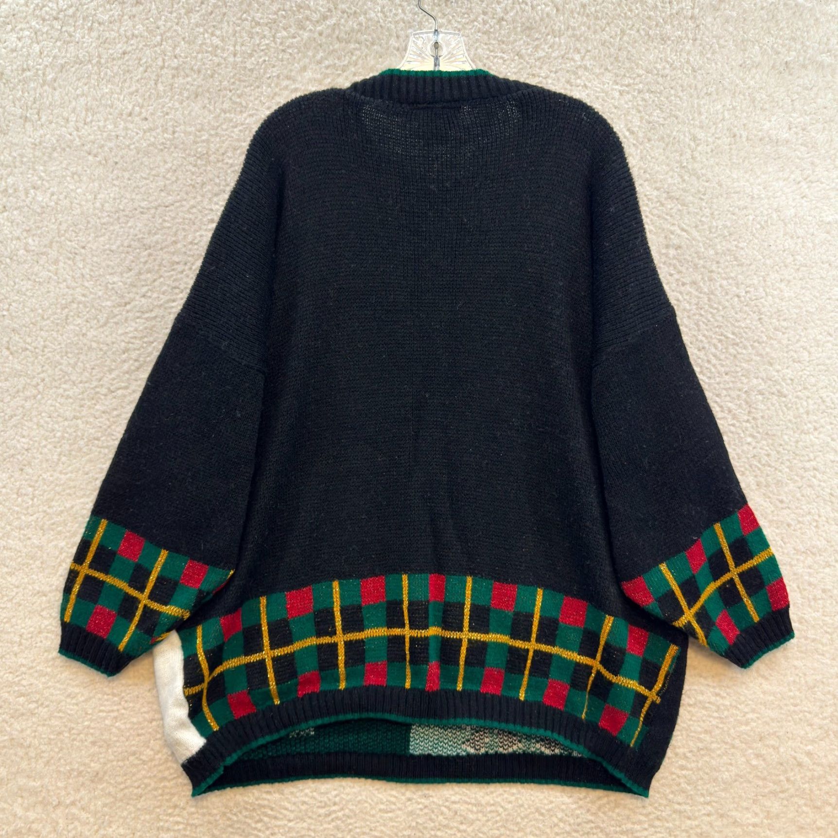 Vintage VINTAGE 90s Christmas Sweater Black Scottish Terrier Tartan Plaid 1X XL Preppy Roman's Knit Mens Size XL / US 12-14 / IT 48-50 - 2 Thumbnail