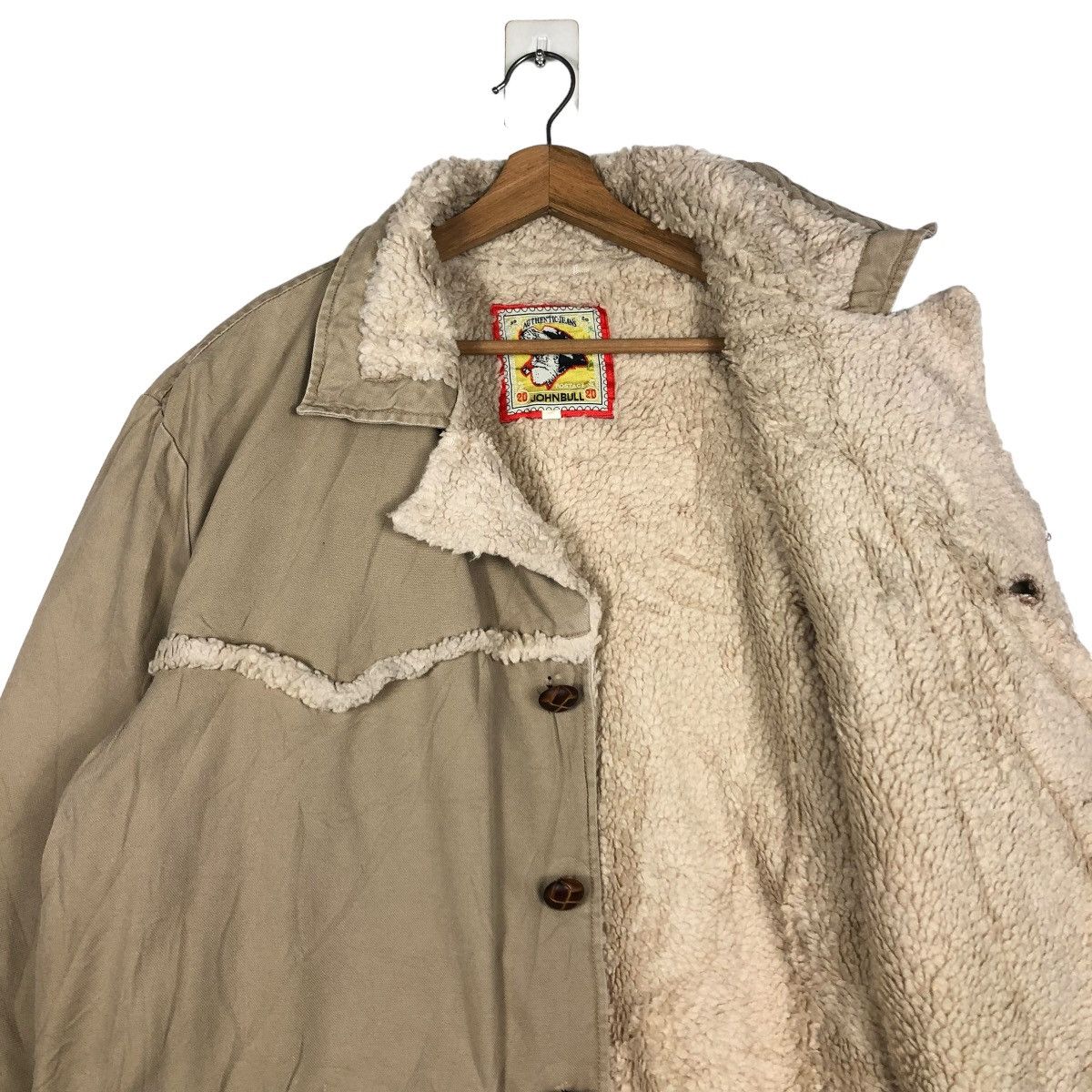 Johnbull 🔥VINTAGE BIKER SHEARLING JACKET DOUBLE COLLAR JOHN BULL Size US M / EU 48-50 / 2 - 14 Thumbnail