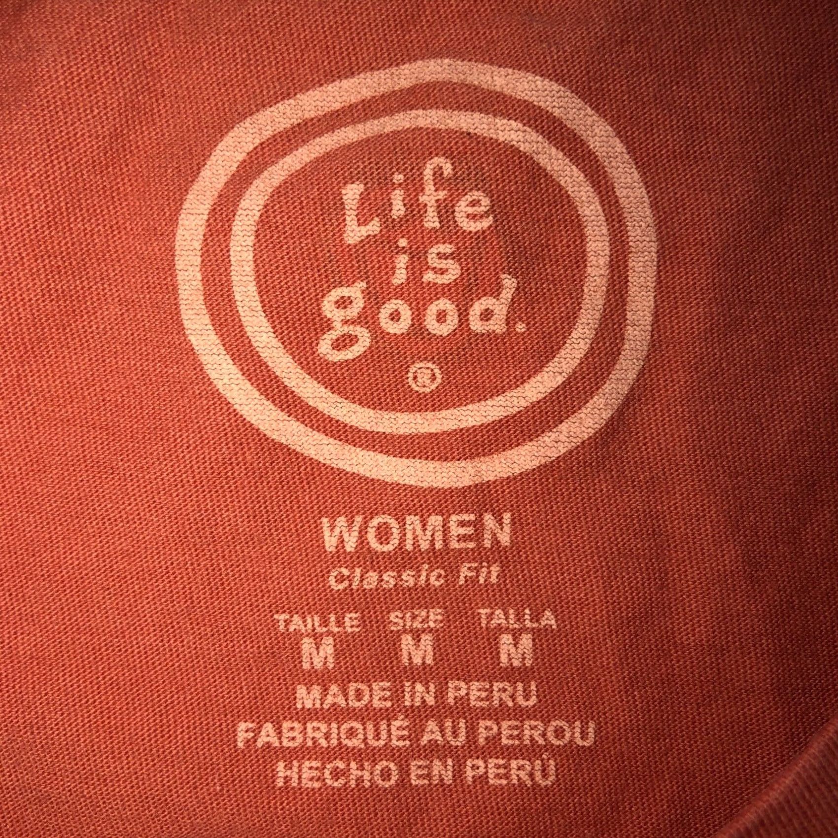 Life is Good Life is Good Orange T-Shirt Womens M Cap Sleeve Size M / US 6-8 / IT 42-44 - 3 Thumbnail