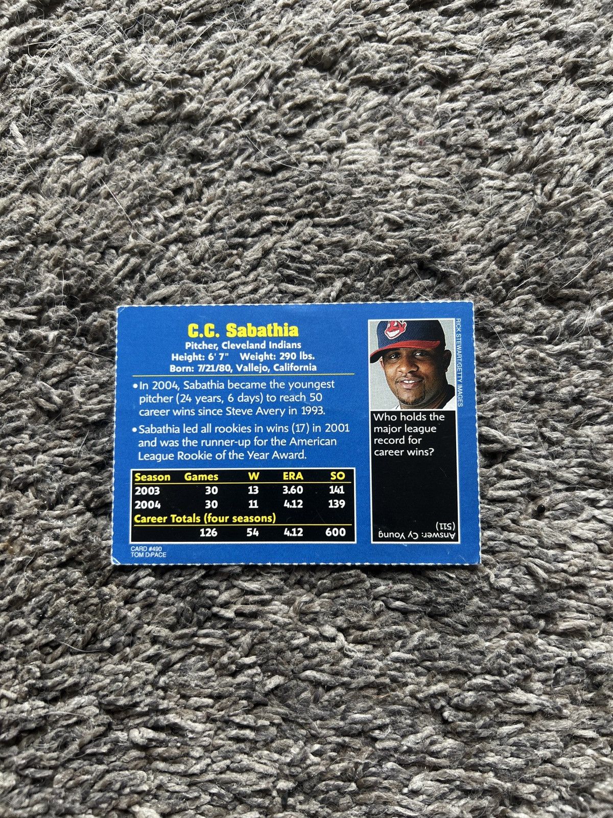 MLB 2005 Sports Illustrated For Kids #490 C.C. Sabathia Card Size ONE SIZE - 2 Thumbnail