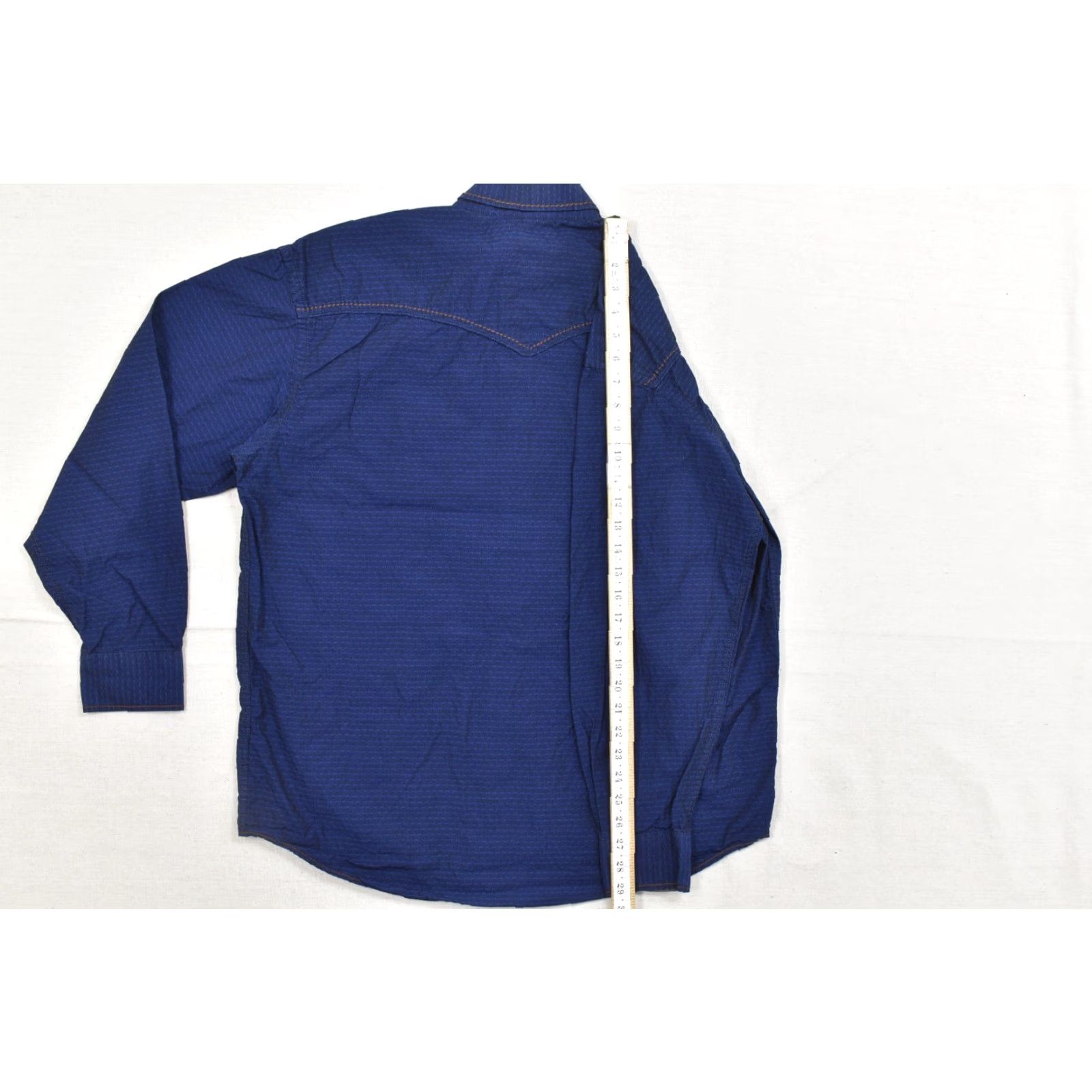 Vintage Rough Stock Panhandle Slim Mens Large Blue Textured Long Sleeve Western Snap Shirt Size US L / EU 52-54 / 3 - 6 Thumbnail