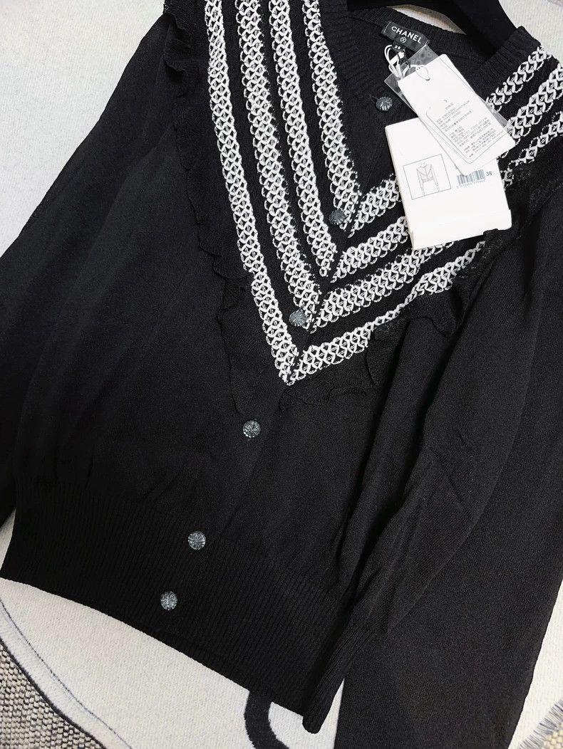 Chanel Chanel 20s roof series black knitted white diamond check w Size XS / US 0-2 / IT 36-38 - 4 Thumbnail
