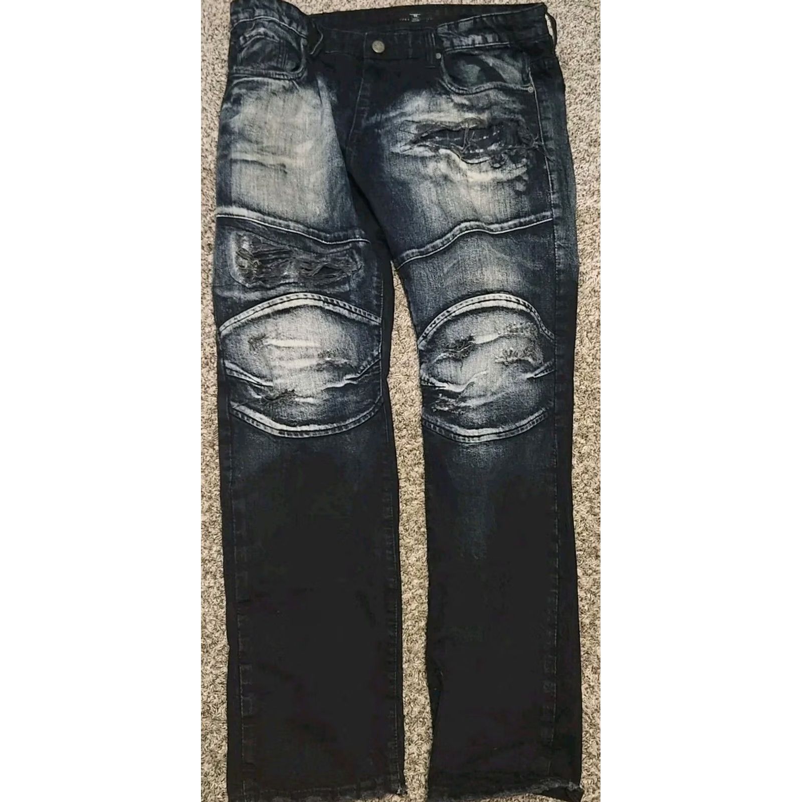 Jordan Craig Jordan Craig Denim Jeans Men 38 32 Blue Cotton Denim Straight Distressed Regular Rise Zip Inseam 32 JM3022 Vintage No Size US 38 / EU 54 - 2 Thumbnail