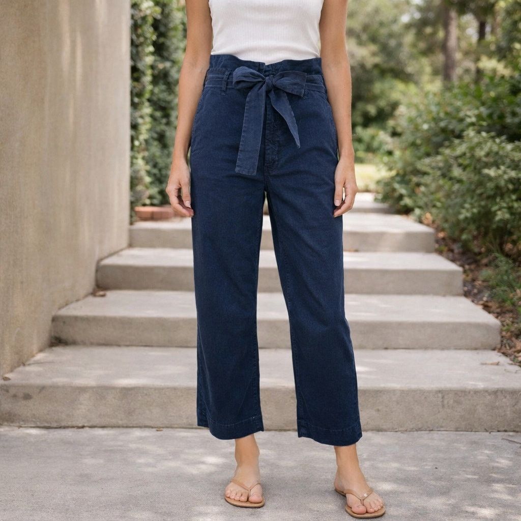 MOTHER Denim Paperbag Greaser Ankle Pants Navy Blue Sz 25