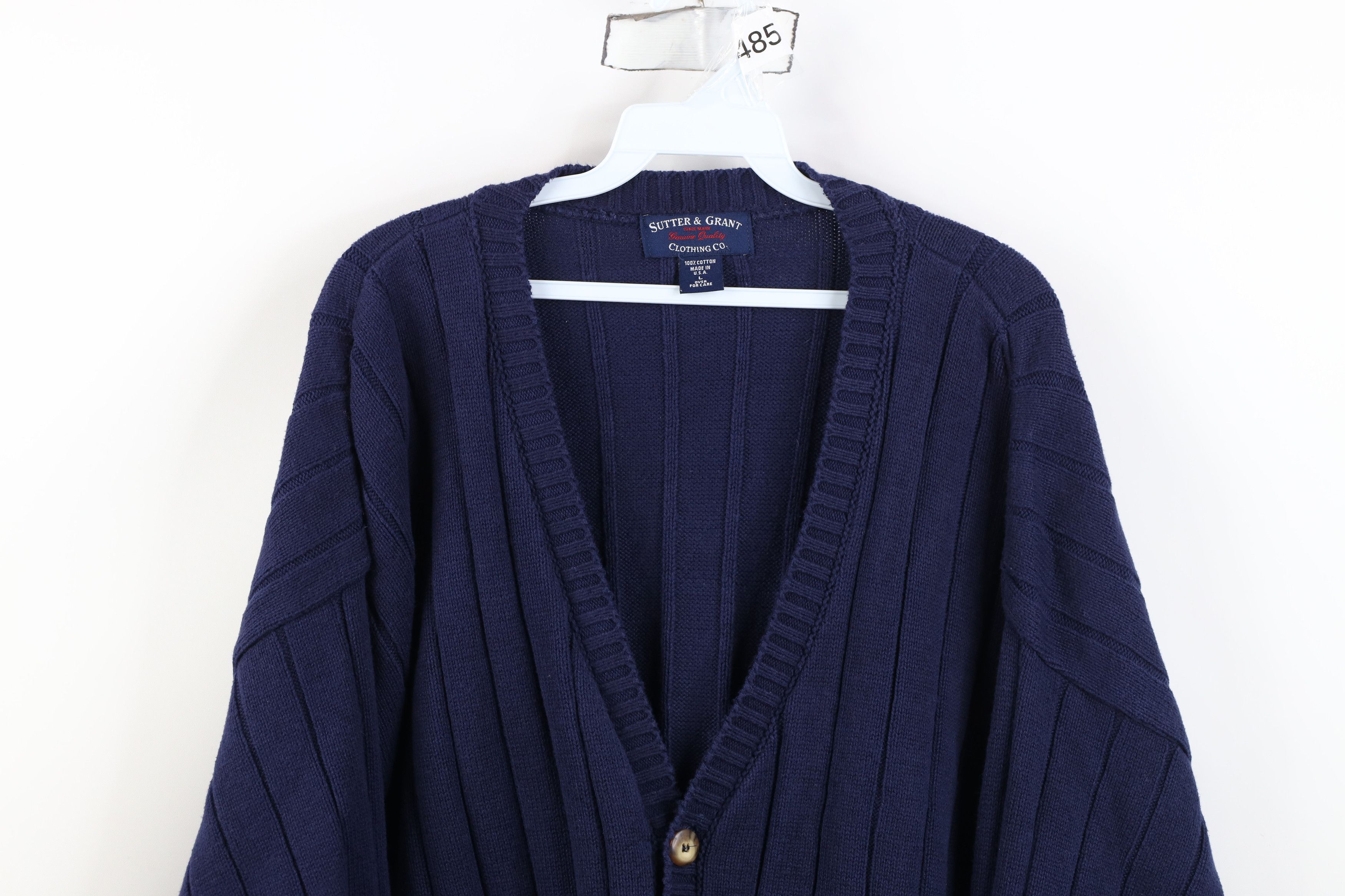 Vintage Vintage 90s Streetwear Cotton Ribbed Knit Cardigan Sweater Size US L / EU 52-54 / 3 - 2 Thumbnail