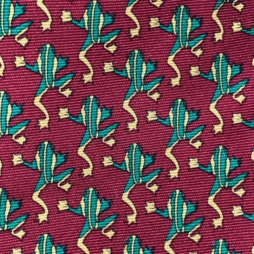 Vintage Vintage 90s Frog Print Silk Tie Burgundy Green Novelty Anima Size ONE SIZE - 3 Thumbnail