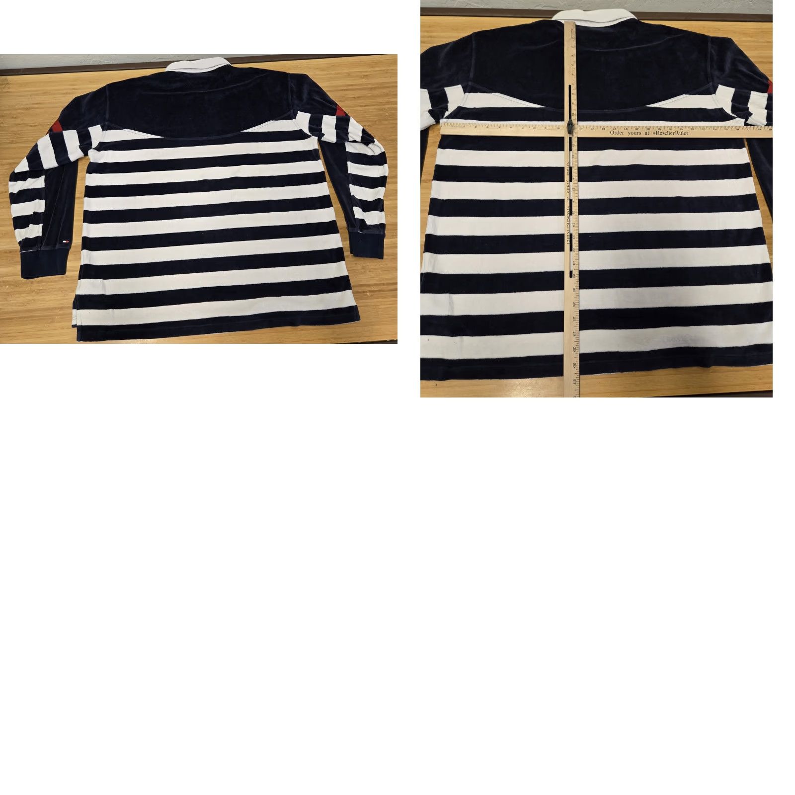 Tommy Hilfiger Tommy Hilfiger Rugby Shirt Mens 2XL Navy Blue White Striped Velour Long Sleeve Size US XXL / EU 58 / 5 - 8 Thumbnail