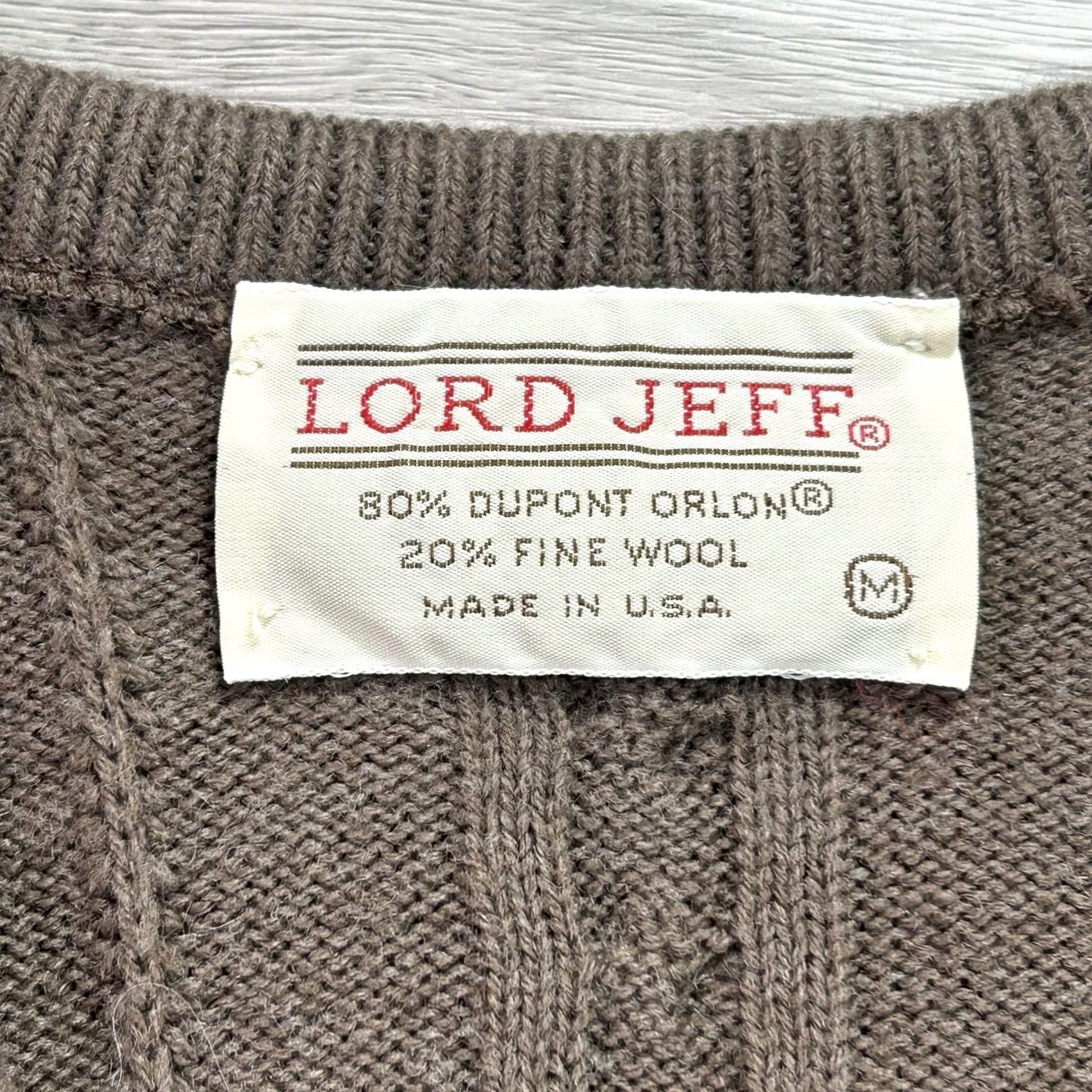 Vintage Lord Jeff Sweater Mens Medium Cable-Knit Wool Blend Pullover V-Neck Made in USA Size US M / EU 48-50 / 2 - 4 Thumbnail
