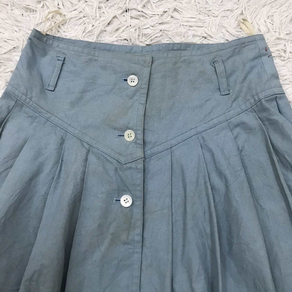 Issey Miyake Vintage Is Issey Sport Denim Button Up Box Pleats Skirt Size 24" / US 00 / IT 34 - 9 Thumbnail