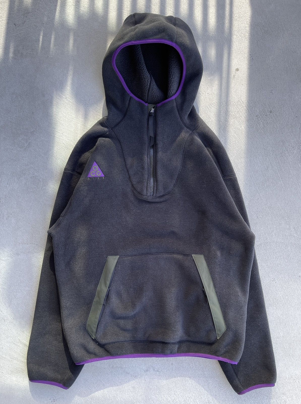 image of Nike Acg Fleece Sherpa Hoodie Anorak Jacket in Black, Men's (Size Small)