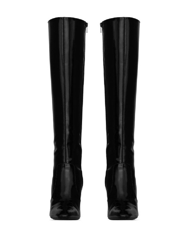 Saint Laurent Paris oc11z1125 Auteuil Boots in Glazed Leather in Black Size US 8 / IT 38 - 3 Thumbnail