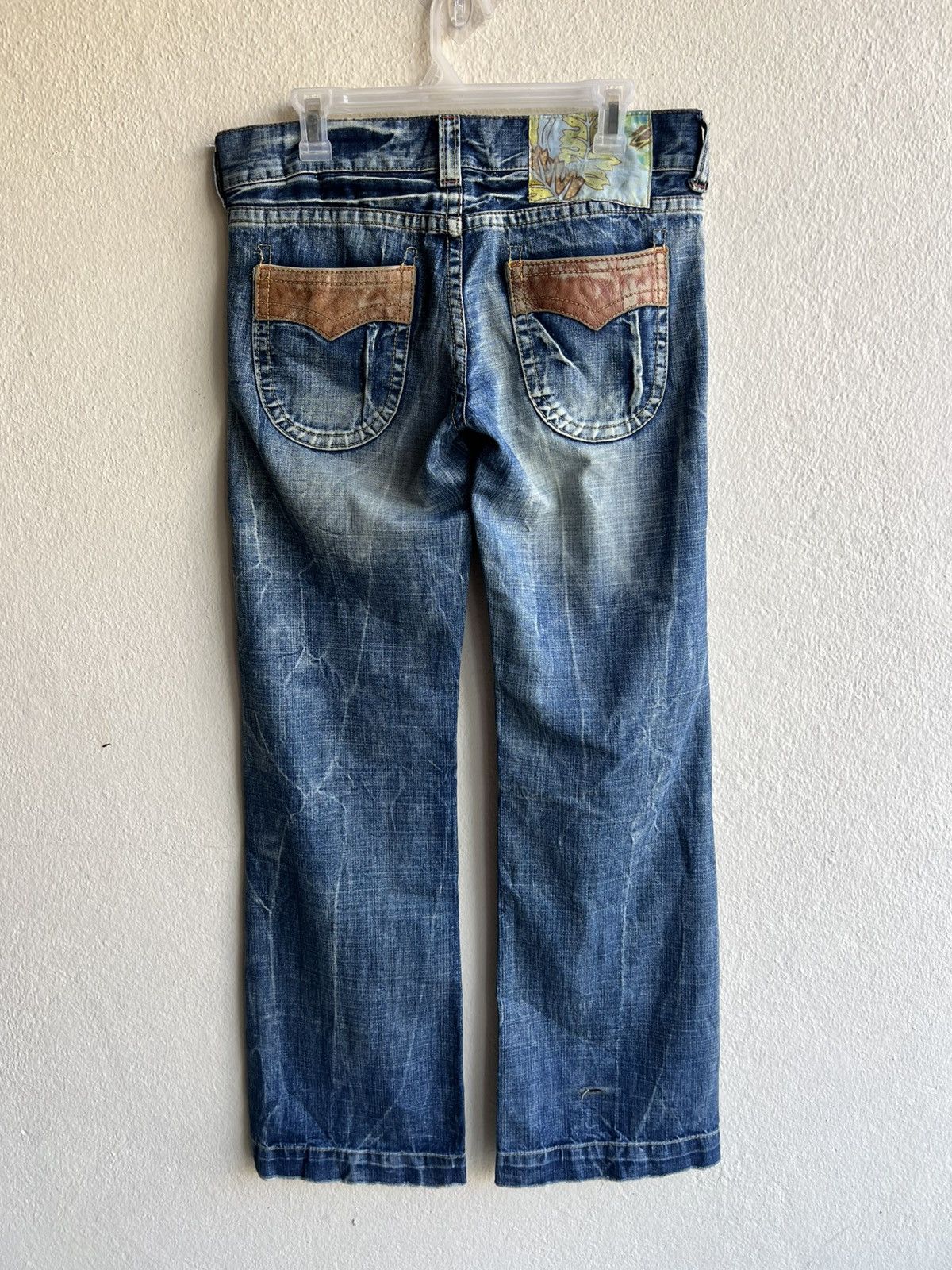 If Six Was Nine Vintage Unknown Brand Mud Denim Wide Leg Jeans Bootcut Flare Size US 31 - 24 Thumbnail