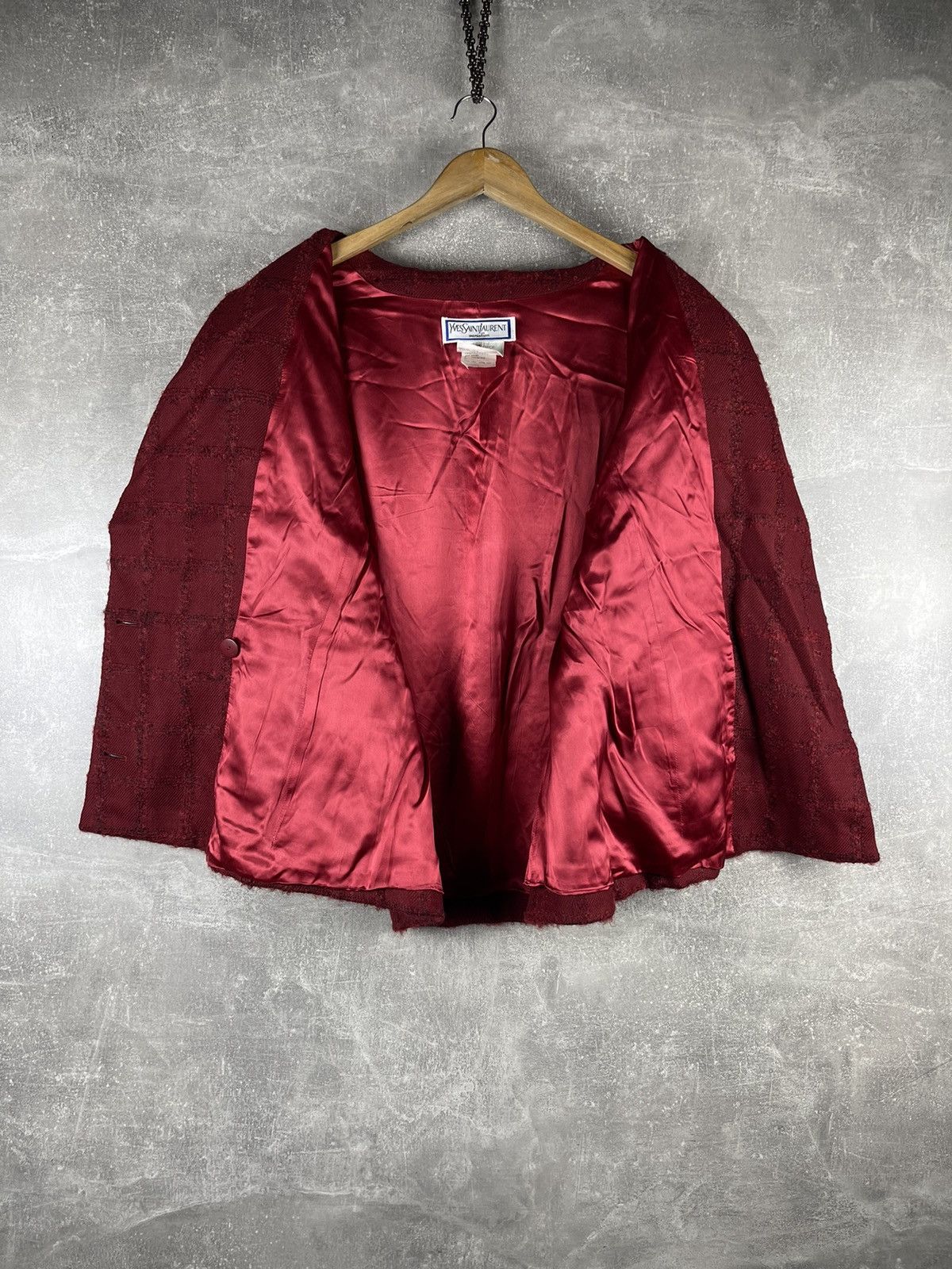 Yves Saint Laurent Yves Saint Laurent Variation 80s Wool Skirt Suit Burgundy Size XL / US 12-14 / IT 48-50 - 9 Thumbnail