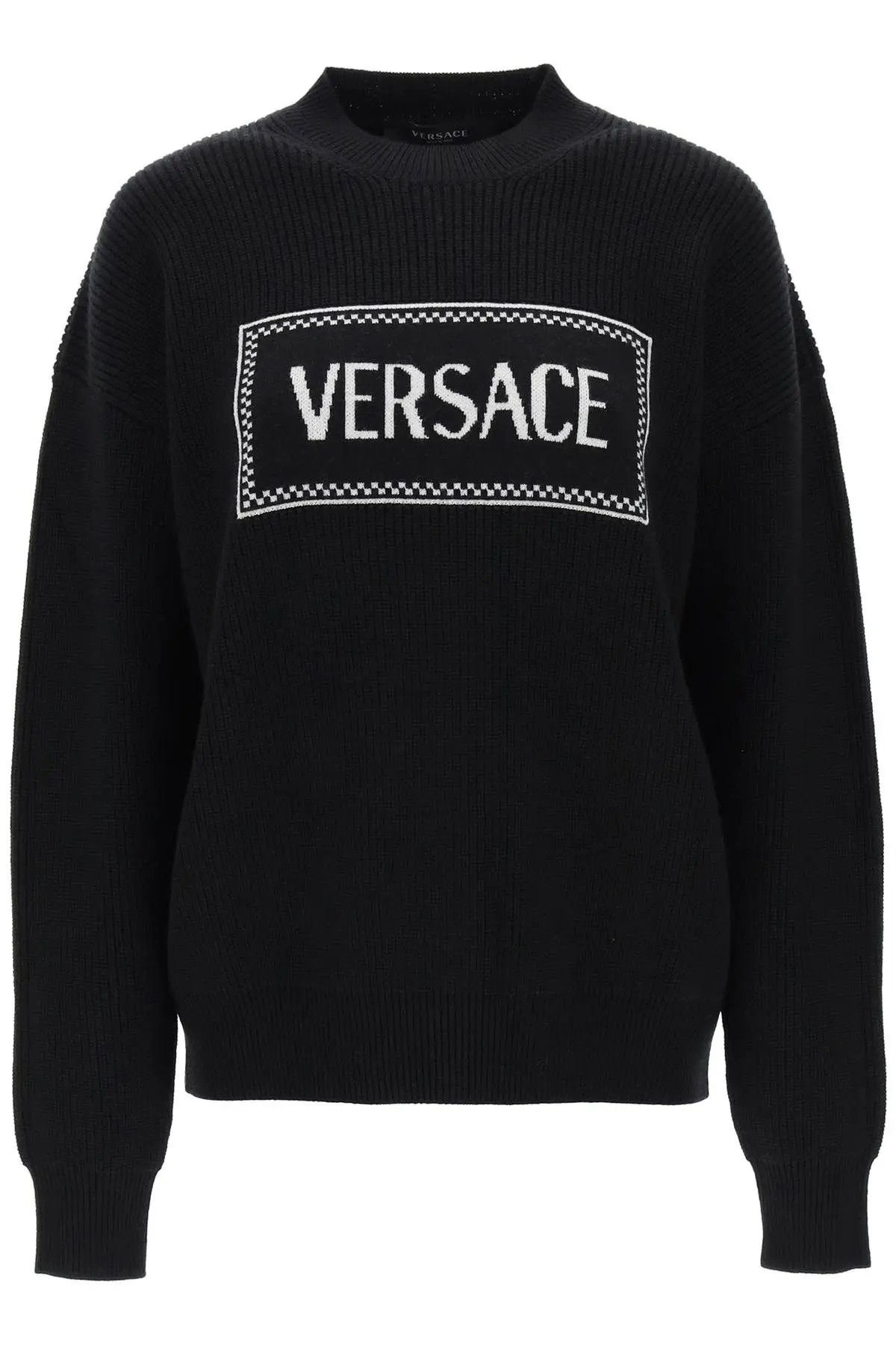 image of Versace O1S22I1N1223 Crew-Neck Sweater In Black, Women's (Size Small)