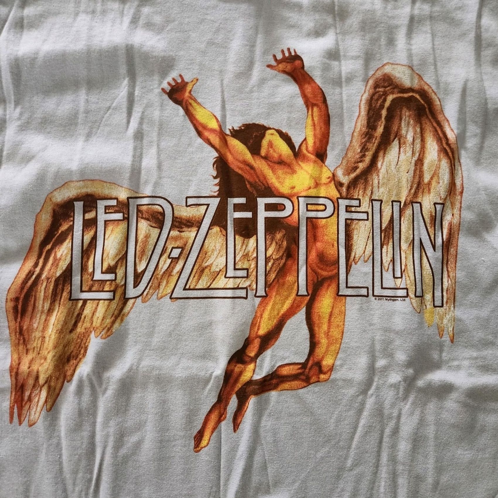 Gildan Led Zeppelin Shirt Medium White Classic Rock Band 70s Mythgem New 2011 T Size US L / EU 52-54 / 3 - 2 Thumbnail