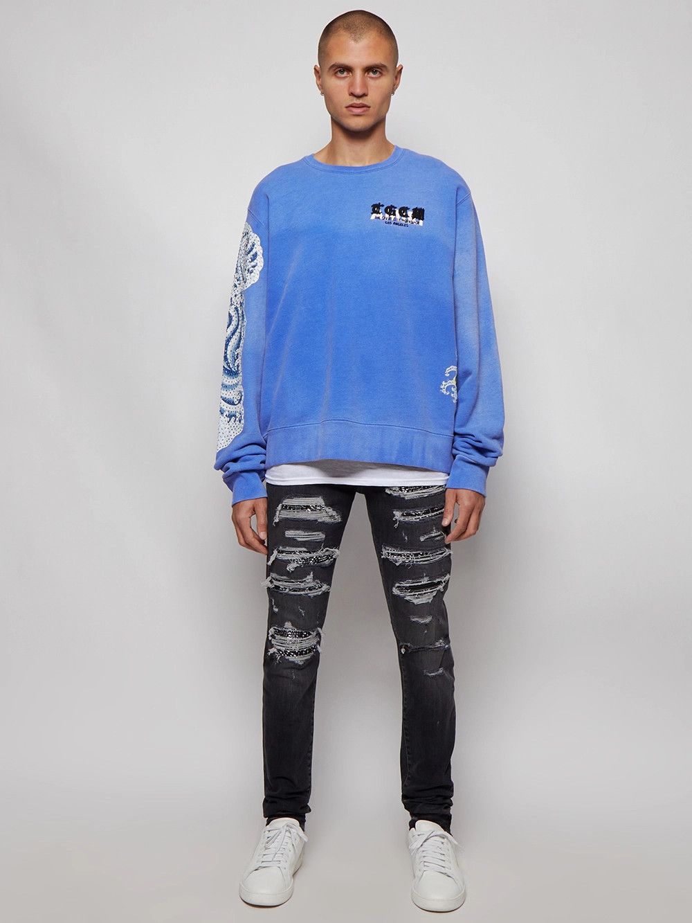 Amiri o1gr1nt1124 Bandana Thrasher Jeans in Grey Size US 32 / EU 48 - 2 Thumbnail