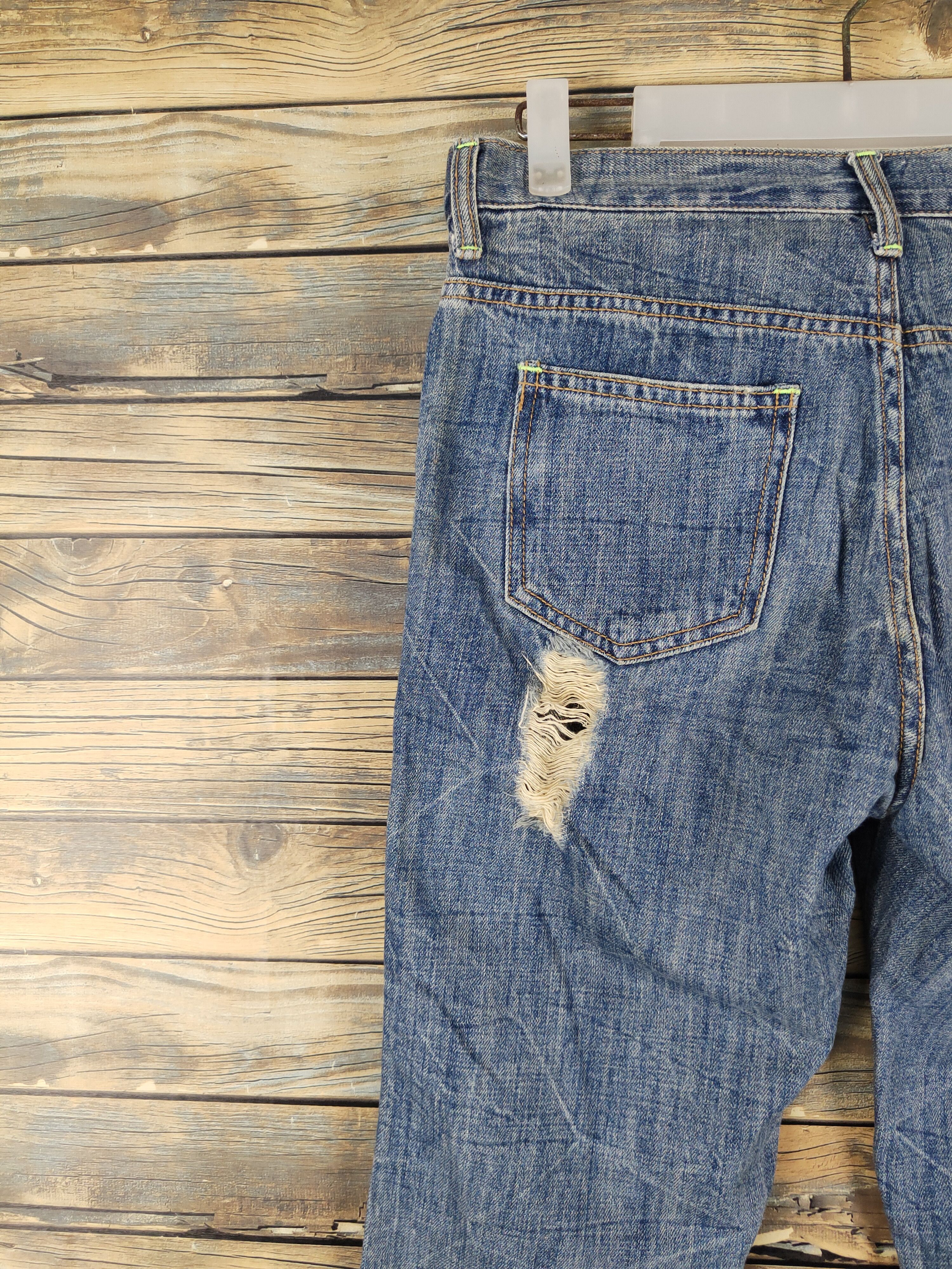 Japanese Brand D.i.a Blue Distressed Ripped denim Jeans #W1483 Size US 30 / EU 46 - 8 Thumbnail